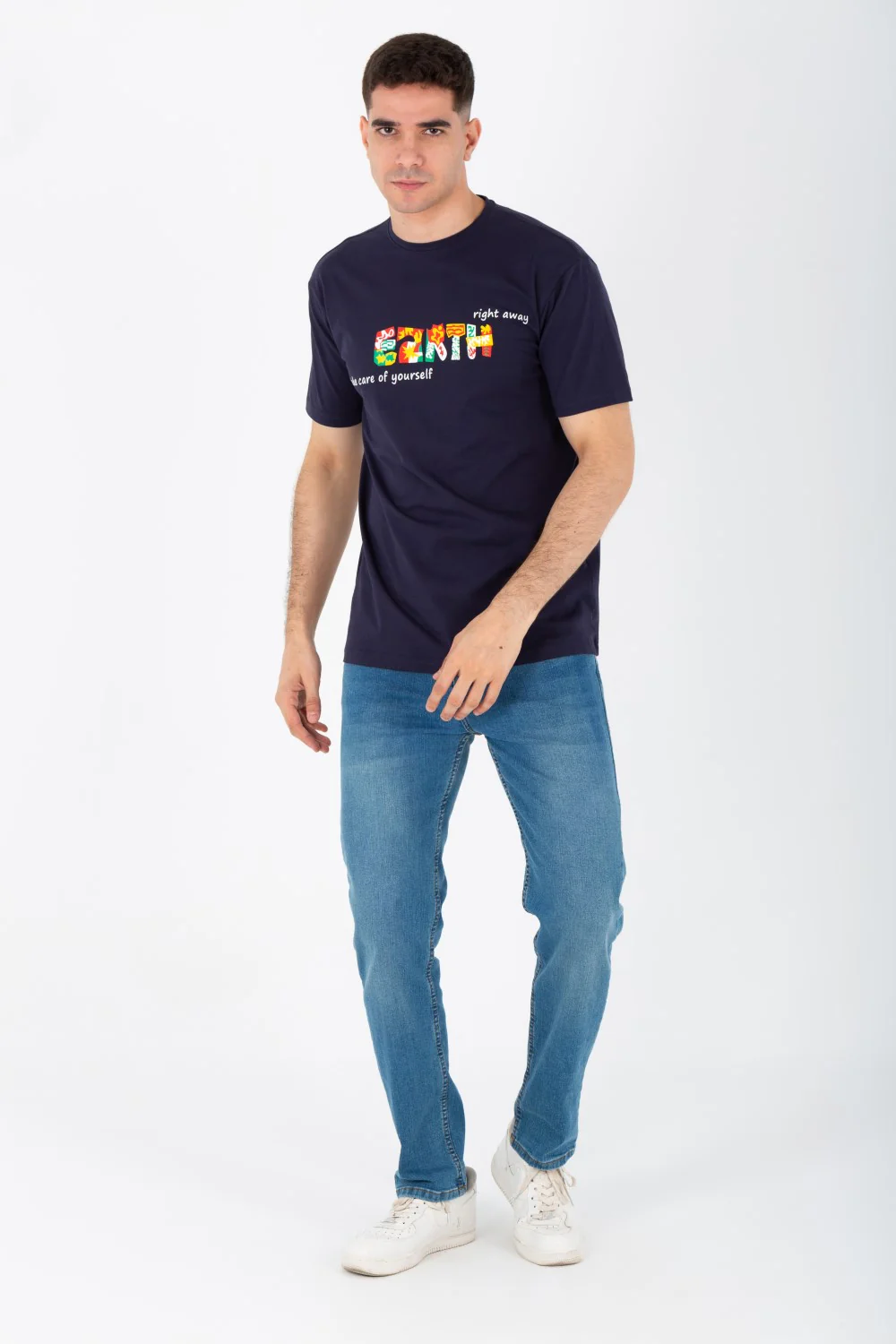 Men's Slim Fit T-shirt With A Round Neck Made Of Summer Melton Material - Image 3