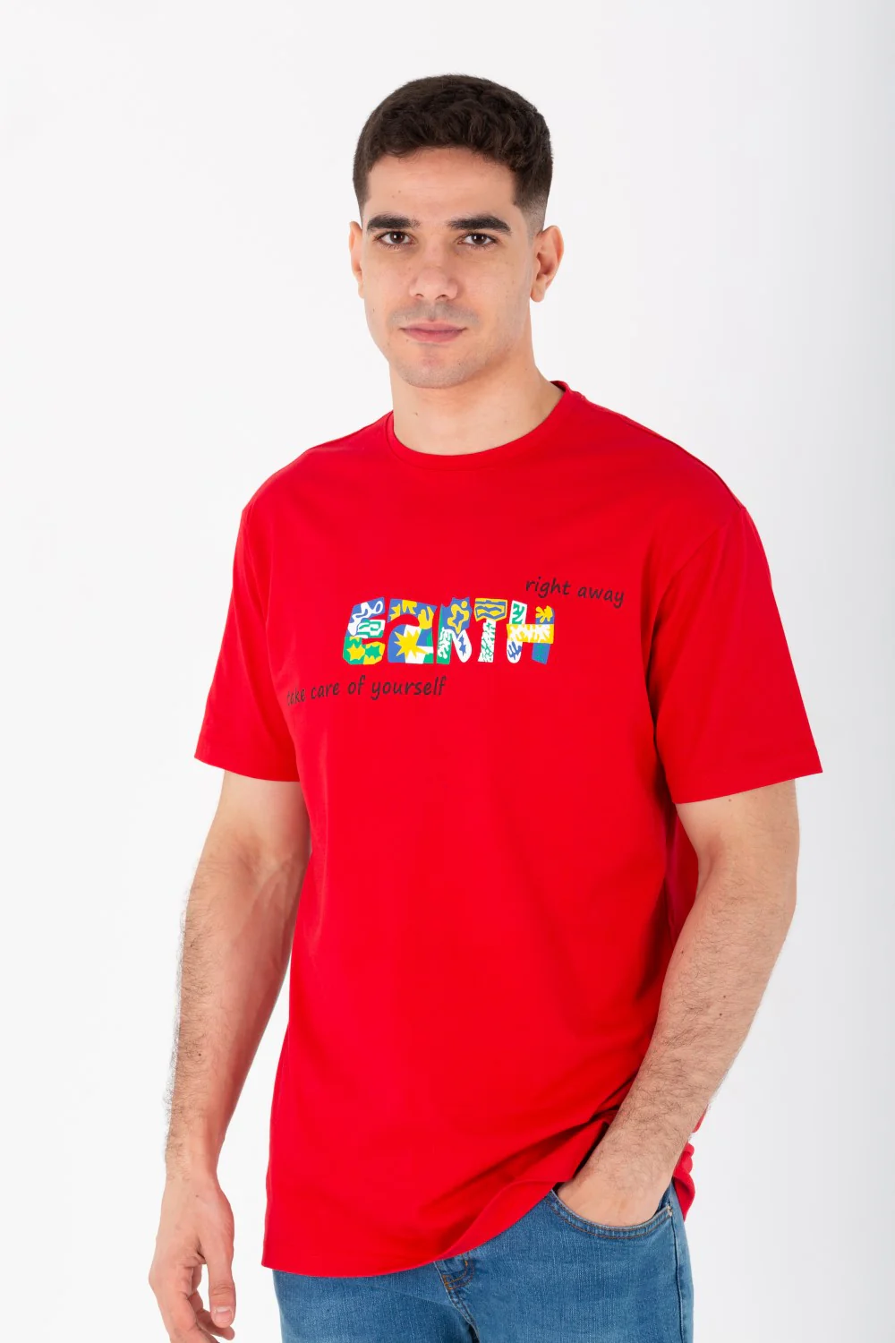 Men's Slim Fit T-shirt With A Round Neck Made Of Summer Melton Material - Image 4