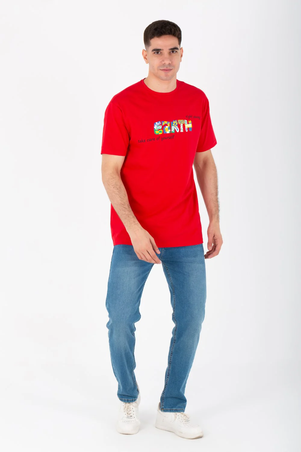 Men's Slim Fit T-shirt With A Round Neck Made Of Summer Melton Material - Image 6