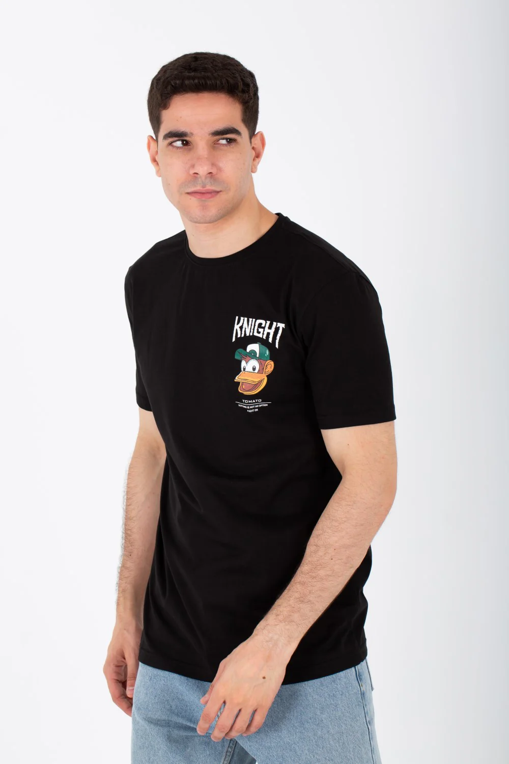 Mens Slim Fit T-shirt With Front And Back Print And Single Lycra Material
