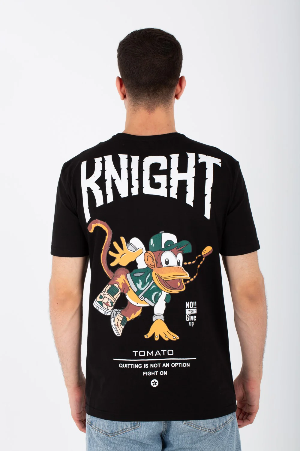 Mens Slim Fit T-shirt With Front And Back Print And Single Lycra Material - Image 2