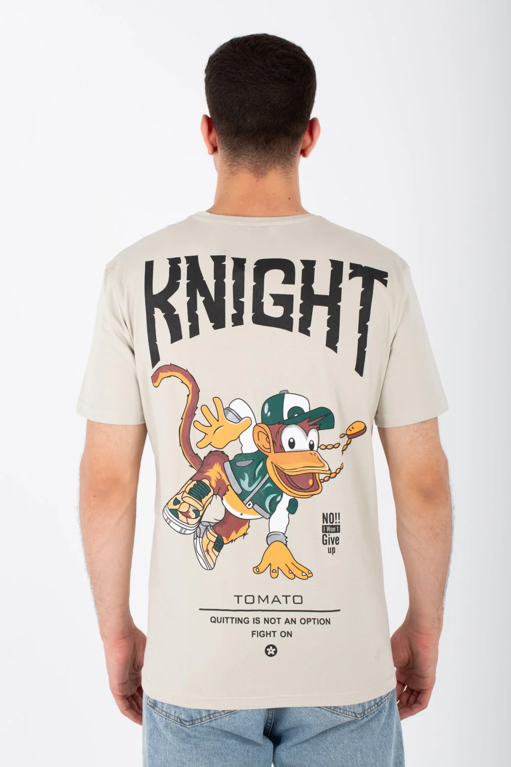 Mens Slim Fit T-shirt With Front And Back Print And Single Lycra Material - Image 8