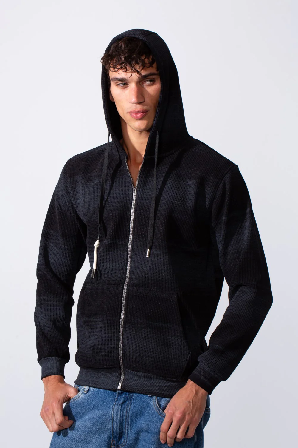 Men's Slim Fit Tie Dye Full Zip Hood Sweatshirt