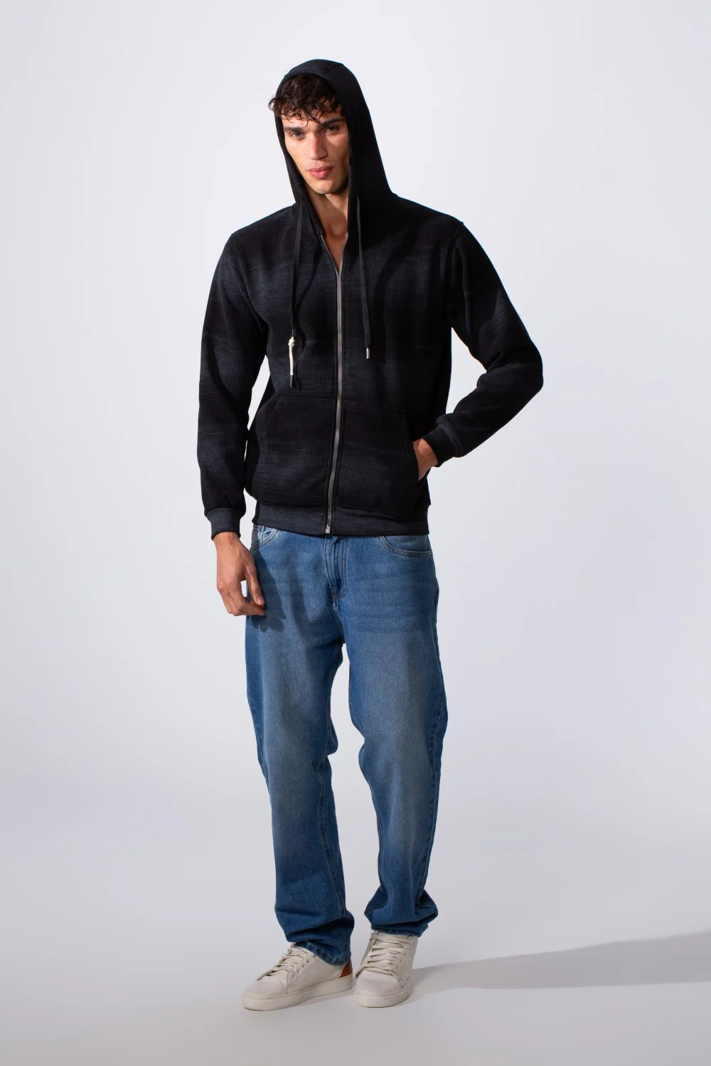 Men's Slim Fit Tie Dye Full Zip Hood Sweatshirt - Image 3