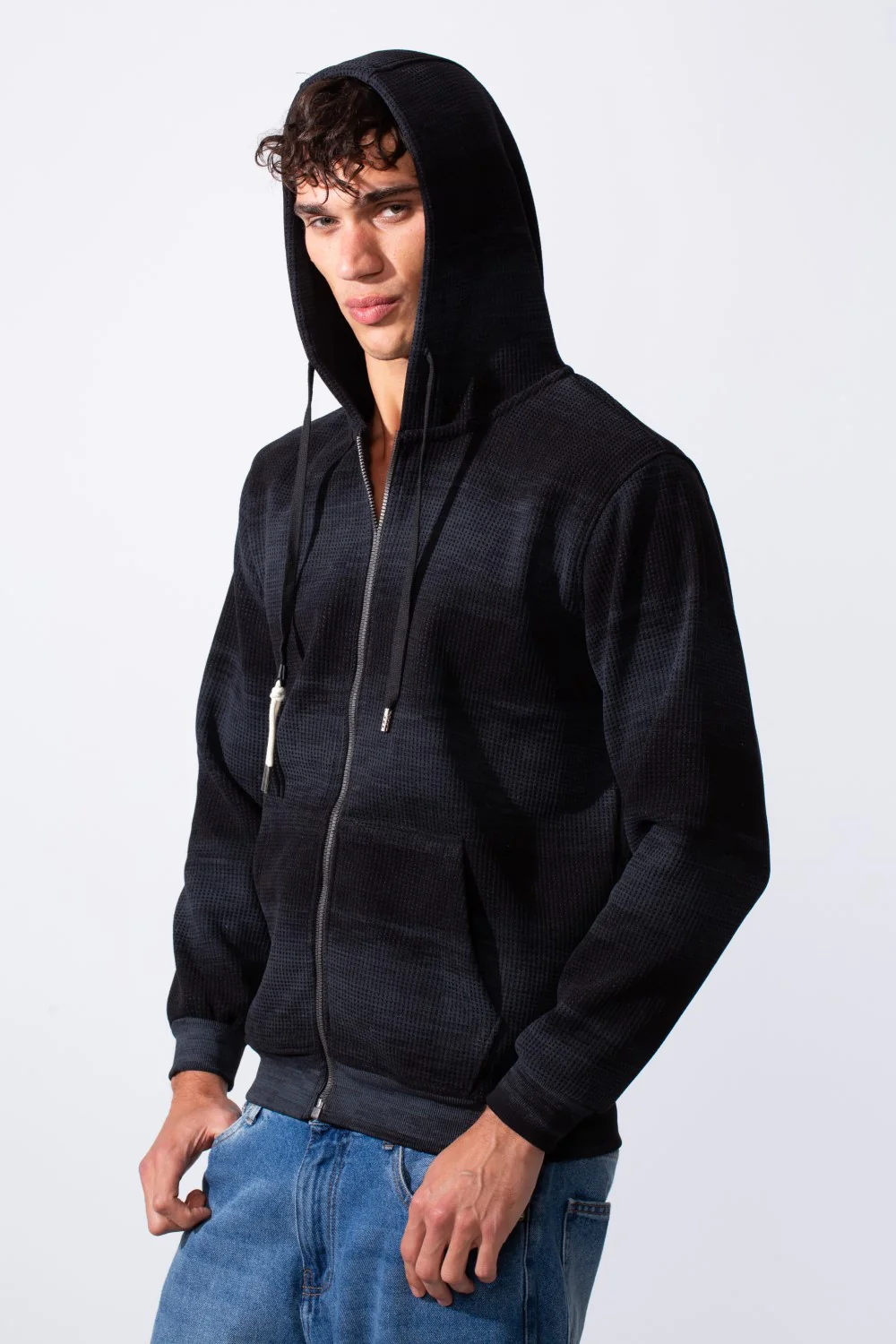 Men's Slim Fit Tie Dye Full Zip Hood Sweatshirt - Image 4