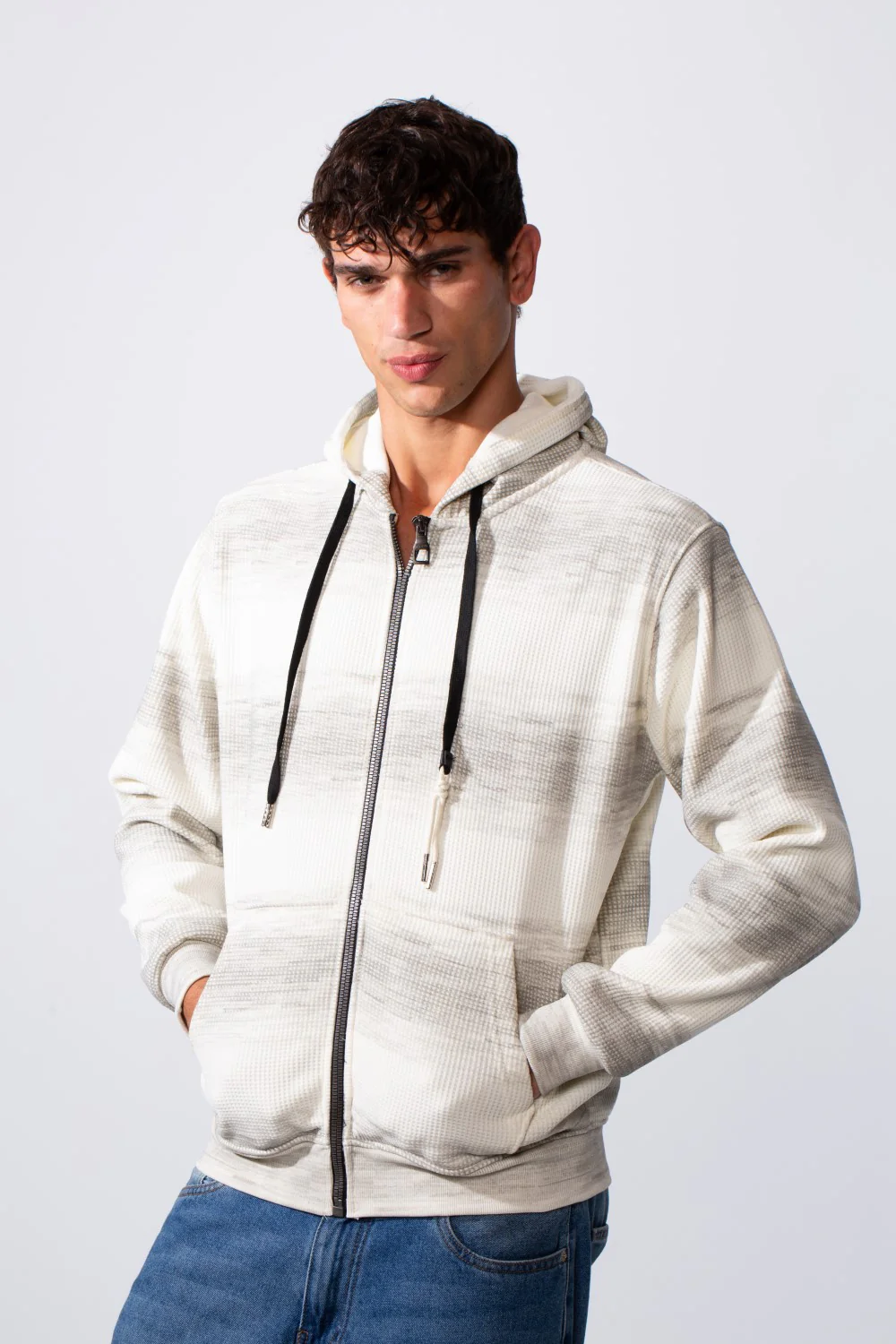 Men's Slim Fit Tie Dye Full Zip Hood Sweatshirt - Image 5