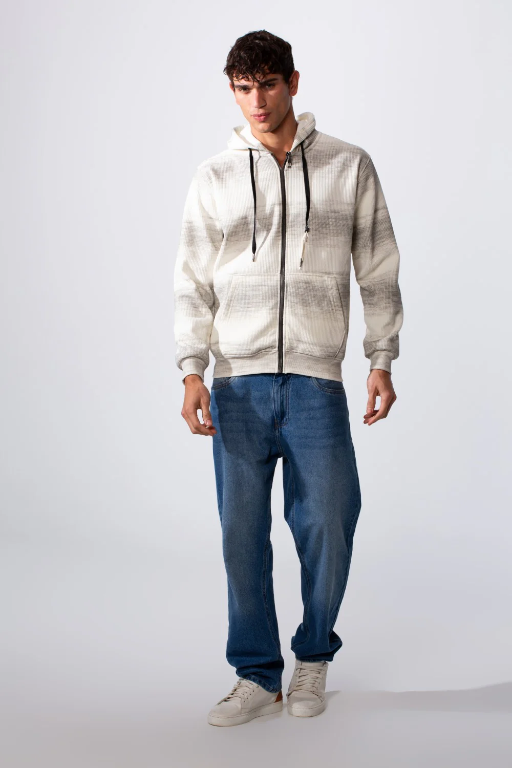 Men's Slim Fit Tie Dye Full Zip Hood Sweatshirt - Image 7