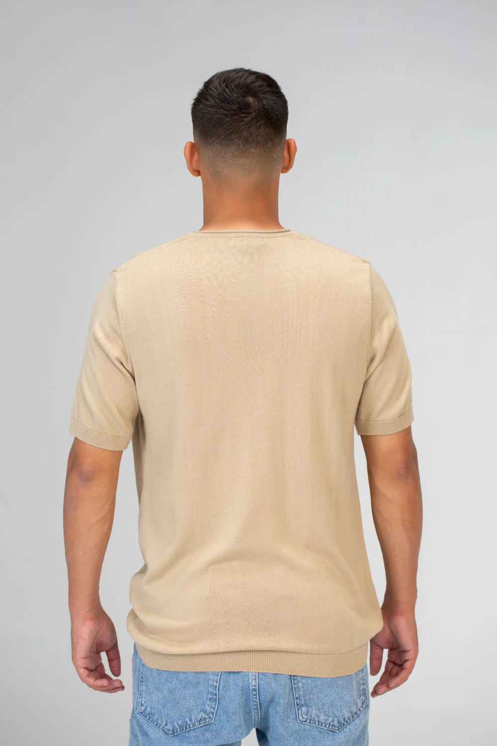 Mens Slim Fit Trico T-Shirt with Short Sleeves And Crew Neck - Image 2