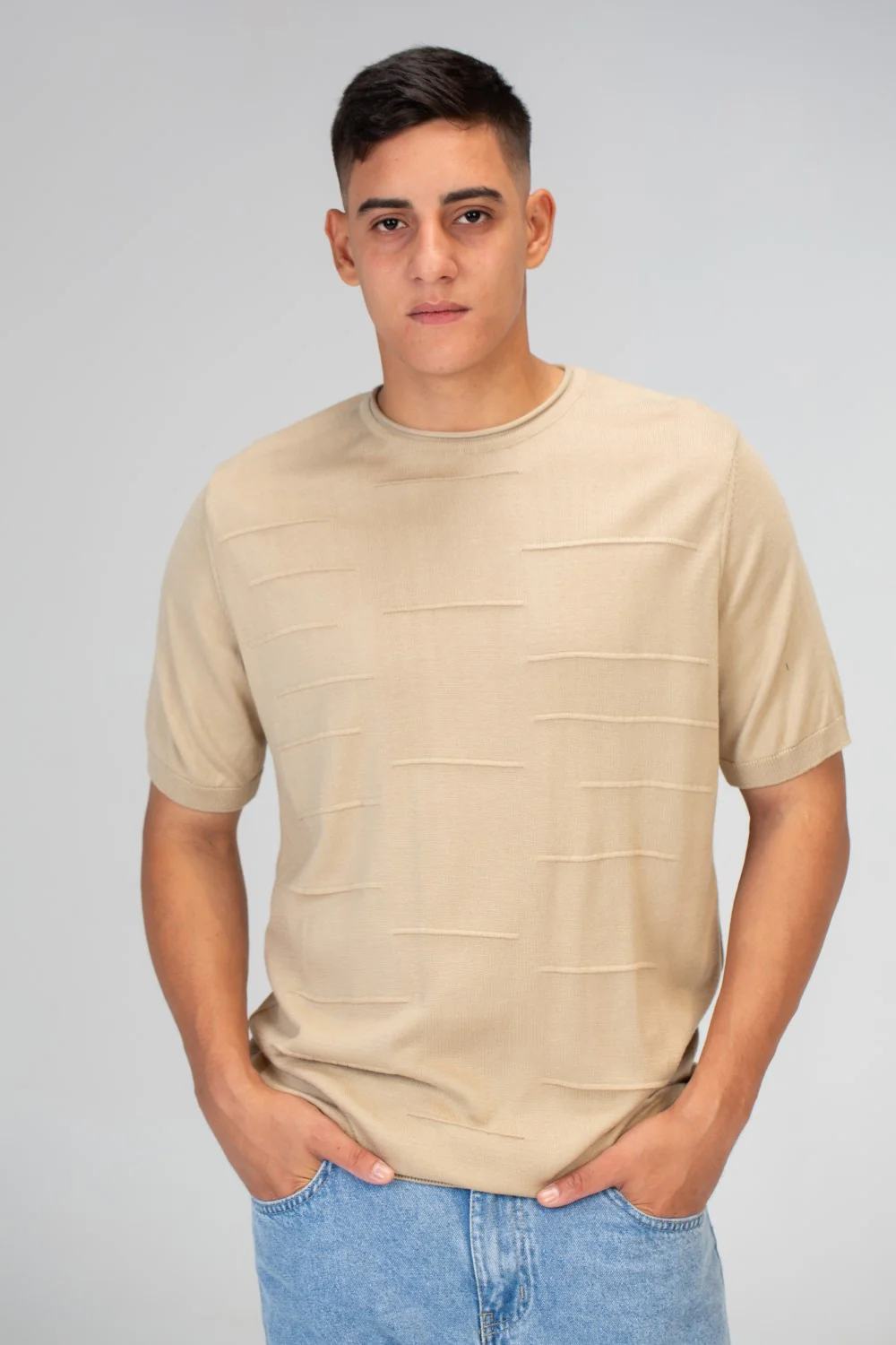 Mens Slim Fit Trico T-Shirt with Short Sleeves And Crew Neck - Image 3