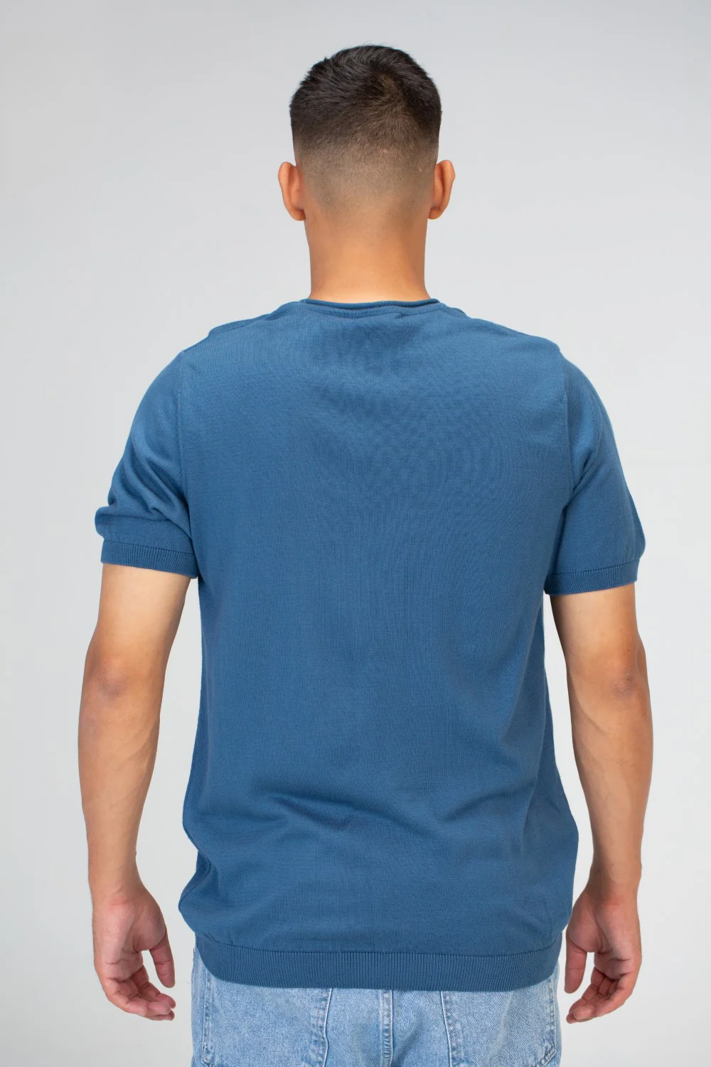 Mens Slim Fit Trico T-Shirt with Short Sleeves And Crew Neck - Image 5