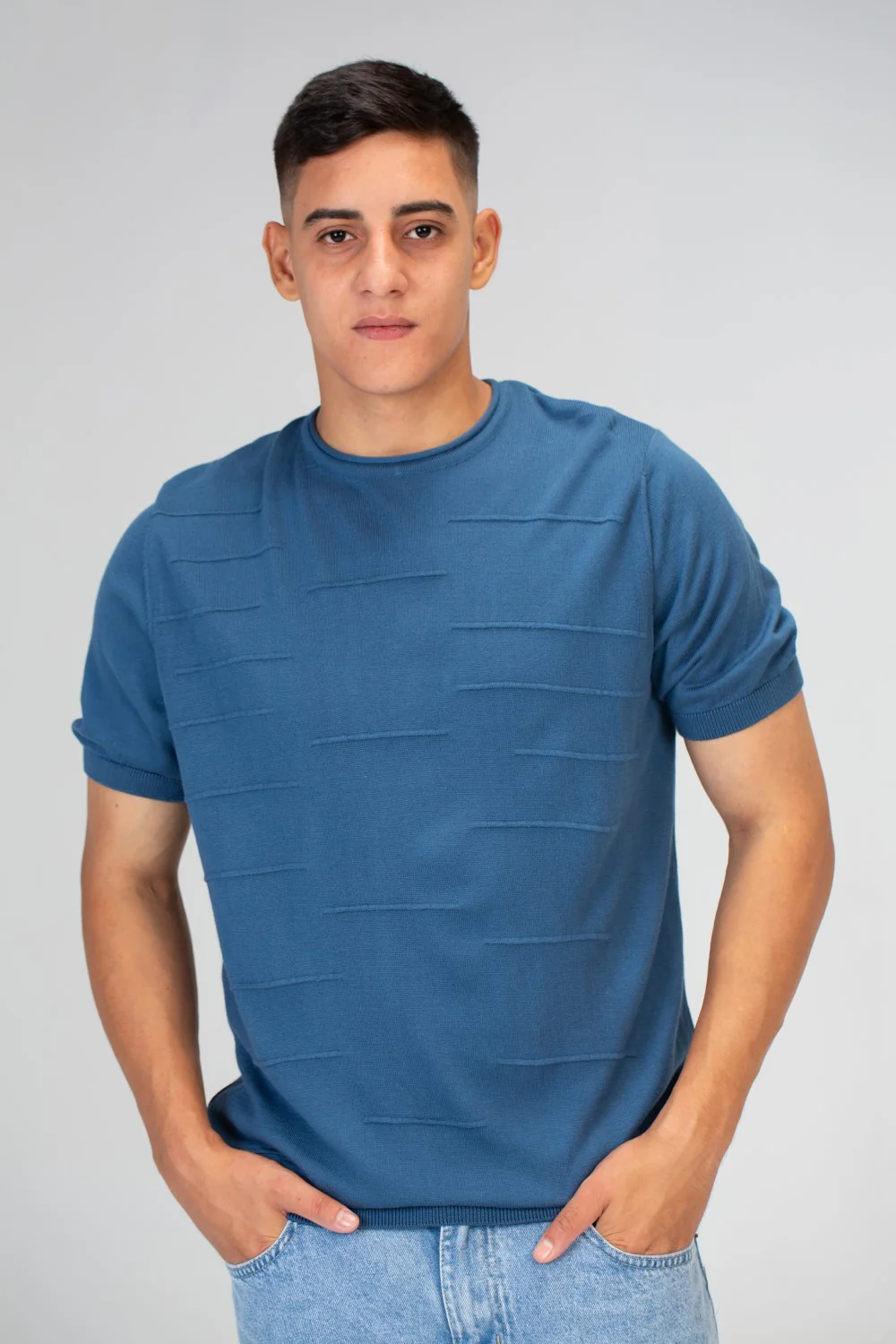 Mens Slim Fit Trico T-Shirt with Short Sleeves And Crew Neck - Image 6