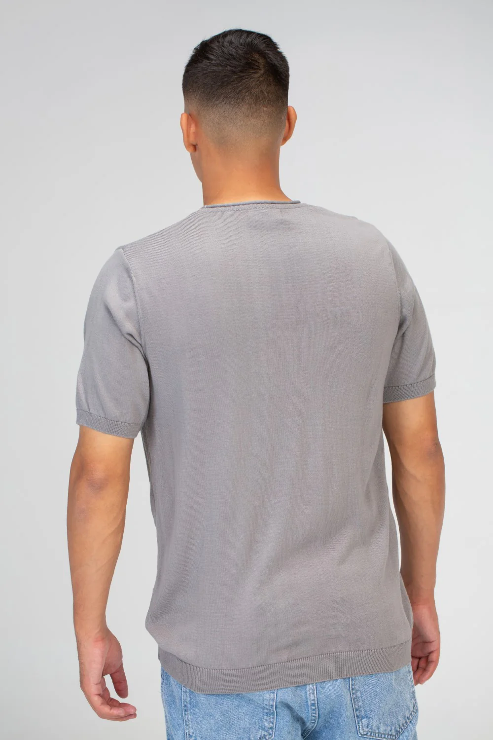 Mens Slim Fit Trico T-Shirt with Short Sleeves And Crew Neck - Image 8