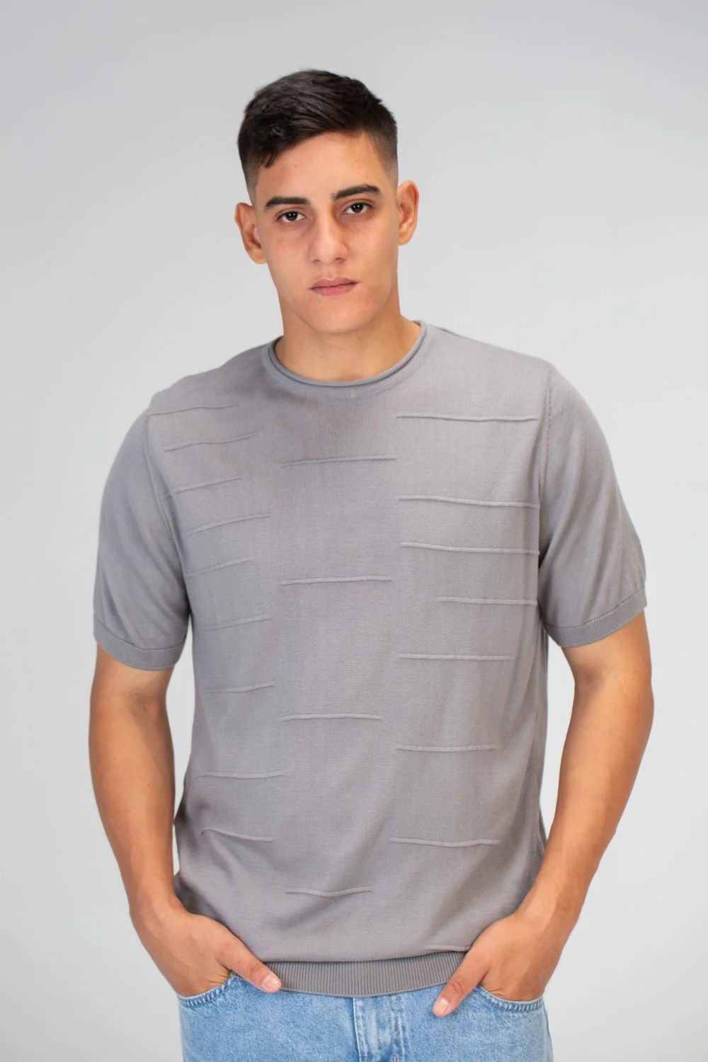 Mens Slim Fit Trico T-Shirt with Short Sleeves And Crew Neck - Image 9