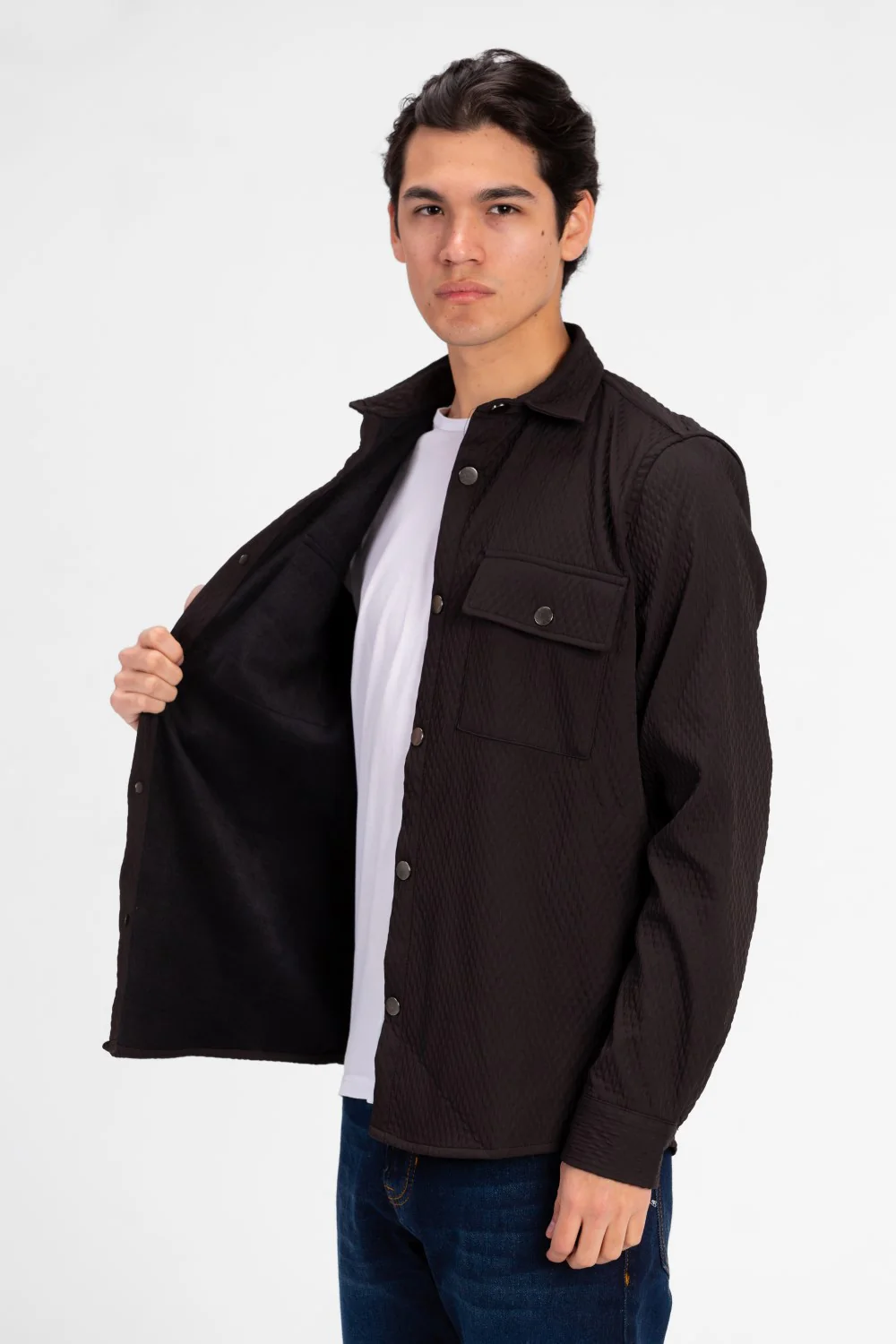 Men's Slim Fit Velvet Front Button Shirt - Image 3