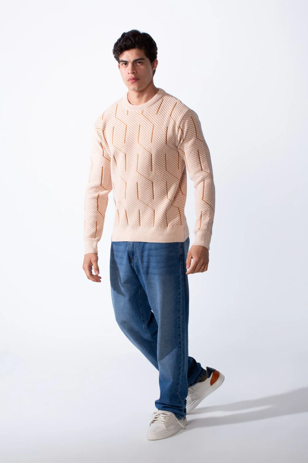Men's Slim Fit With Unique Textured Design Round Neckline Jakar Pullover Sweater - Image 3