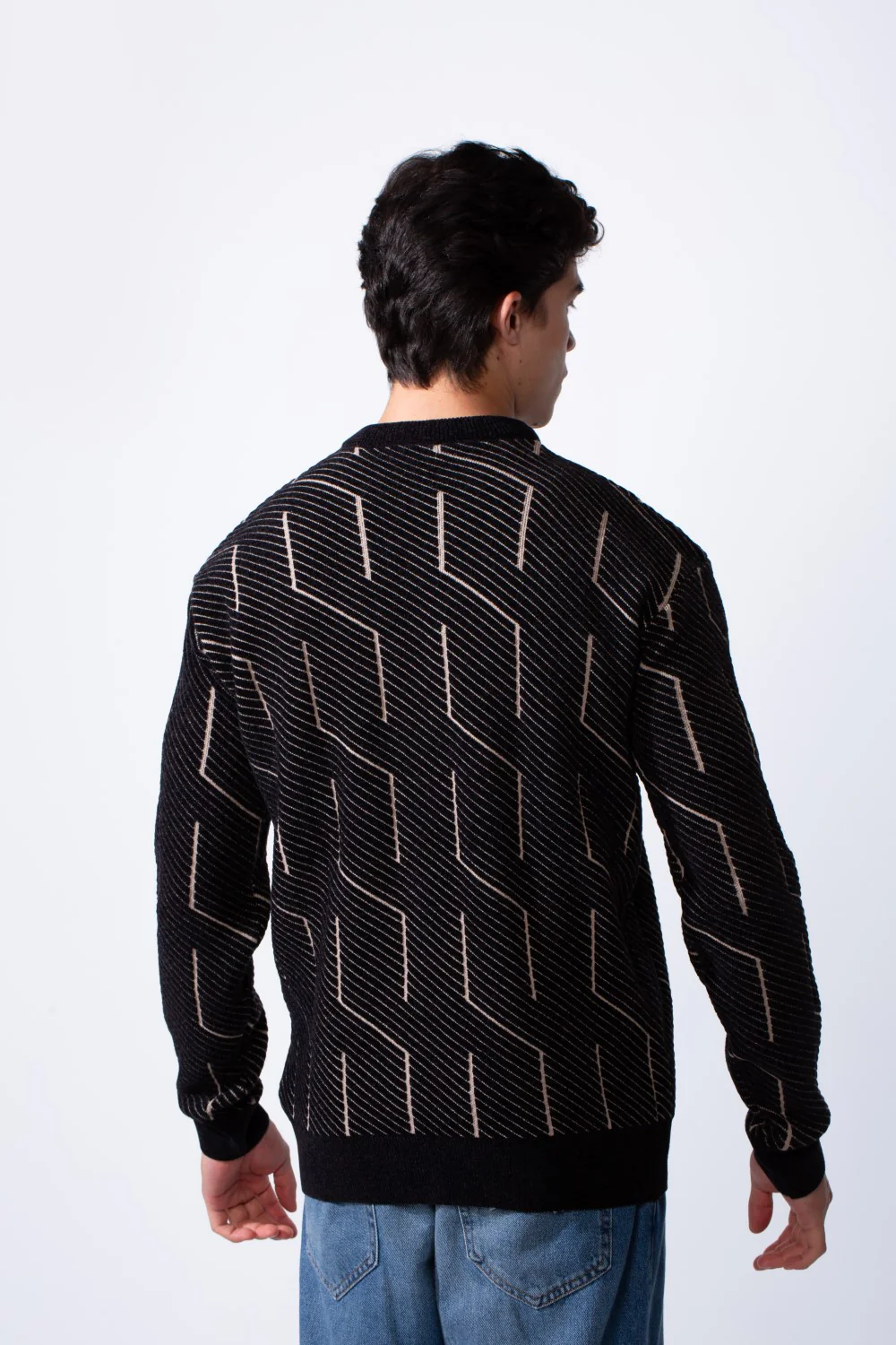 Men's Slim Fit With Unique Textured Design Round Neckline Jakar Pullover Sweater - Image 6