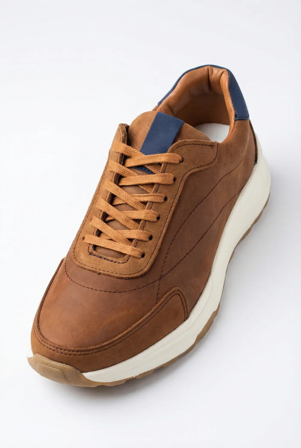 Men's Sneakers Blend Classic Style Modern Touch Tan Nubuck Leather Shoes - Image 3