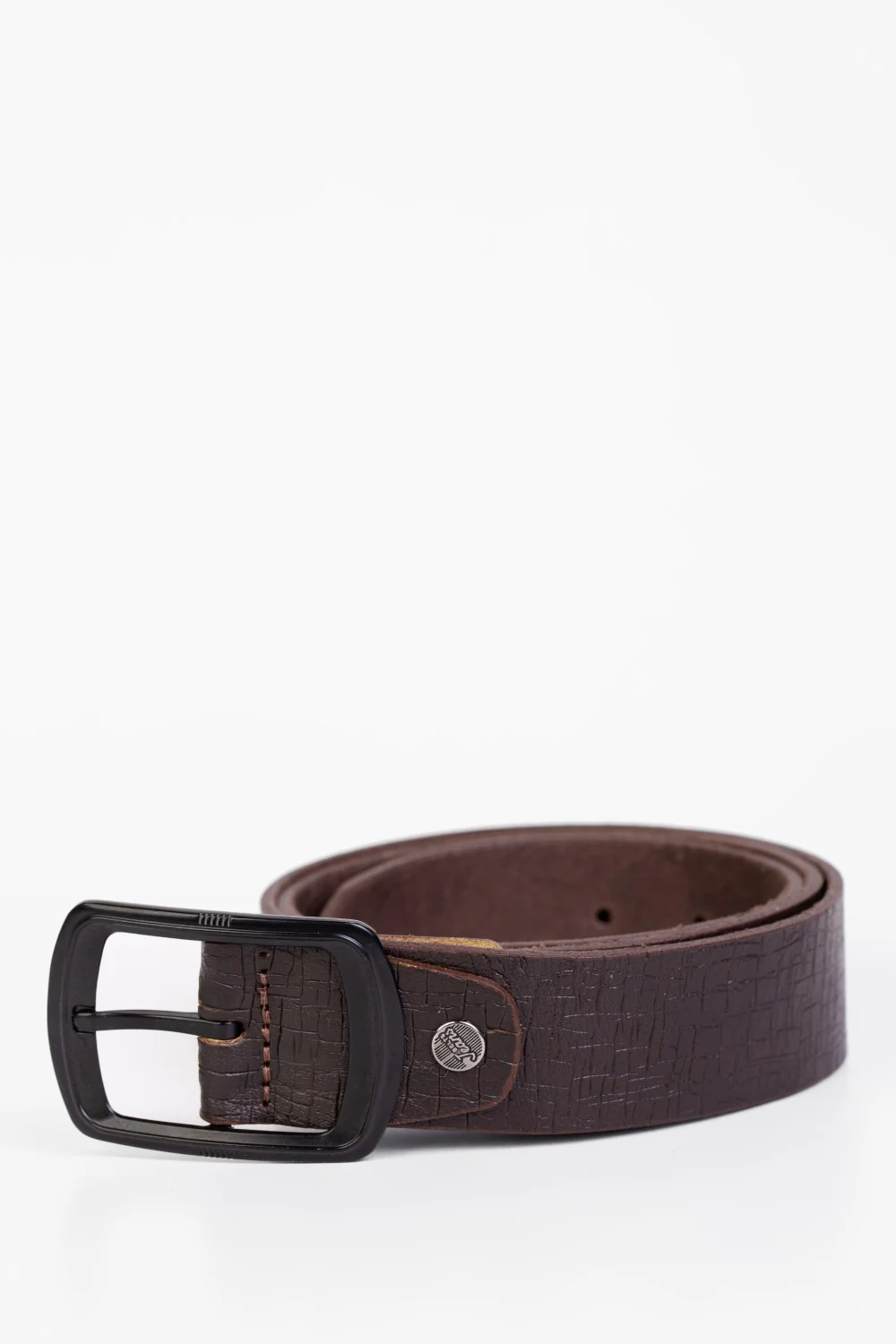 Men's Square Clasp Faux Leather Belt - Image 5