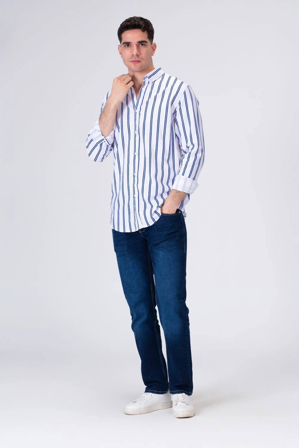 Mens Striped Classic Regular Fit Shirt - Image 4