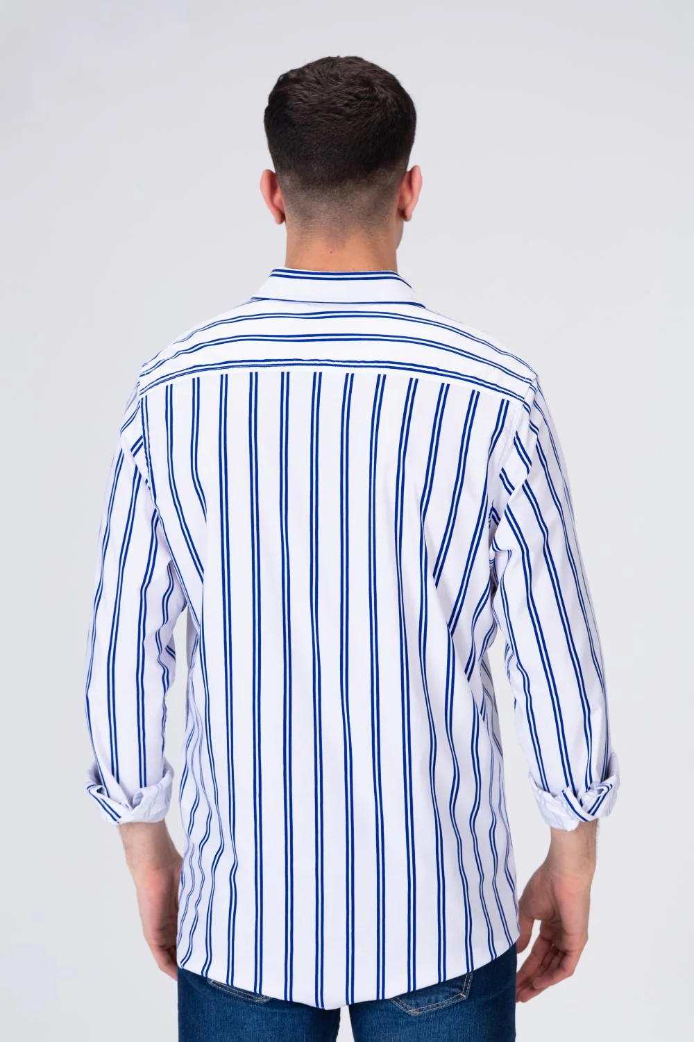 Mens Striped Classic Regular Fit Shirt - Image 5