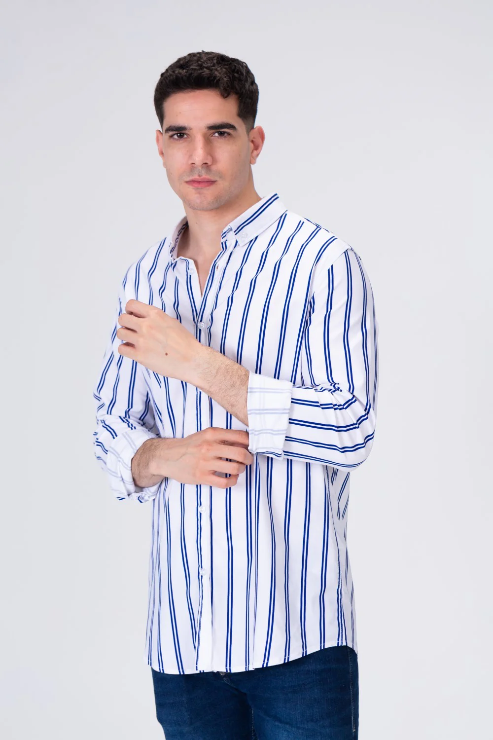 Mens Striped Classic Regular Fit Shirt - Image 6