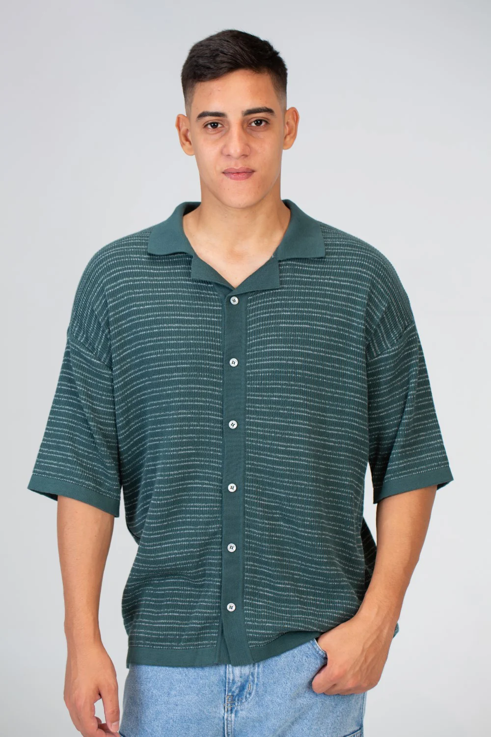 Mens Striped Half Sleeve Trico Shirt With Comfortable And Practical Material - Image 3
