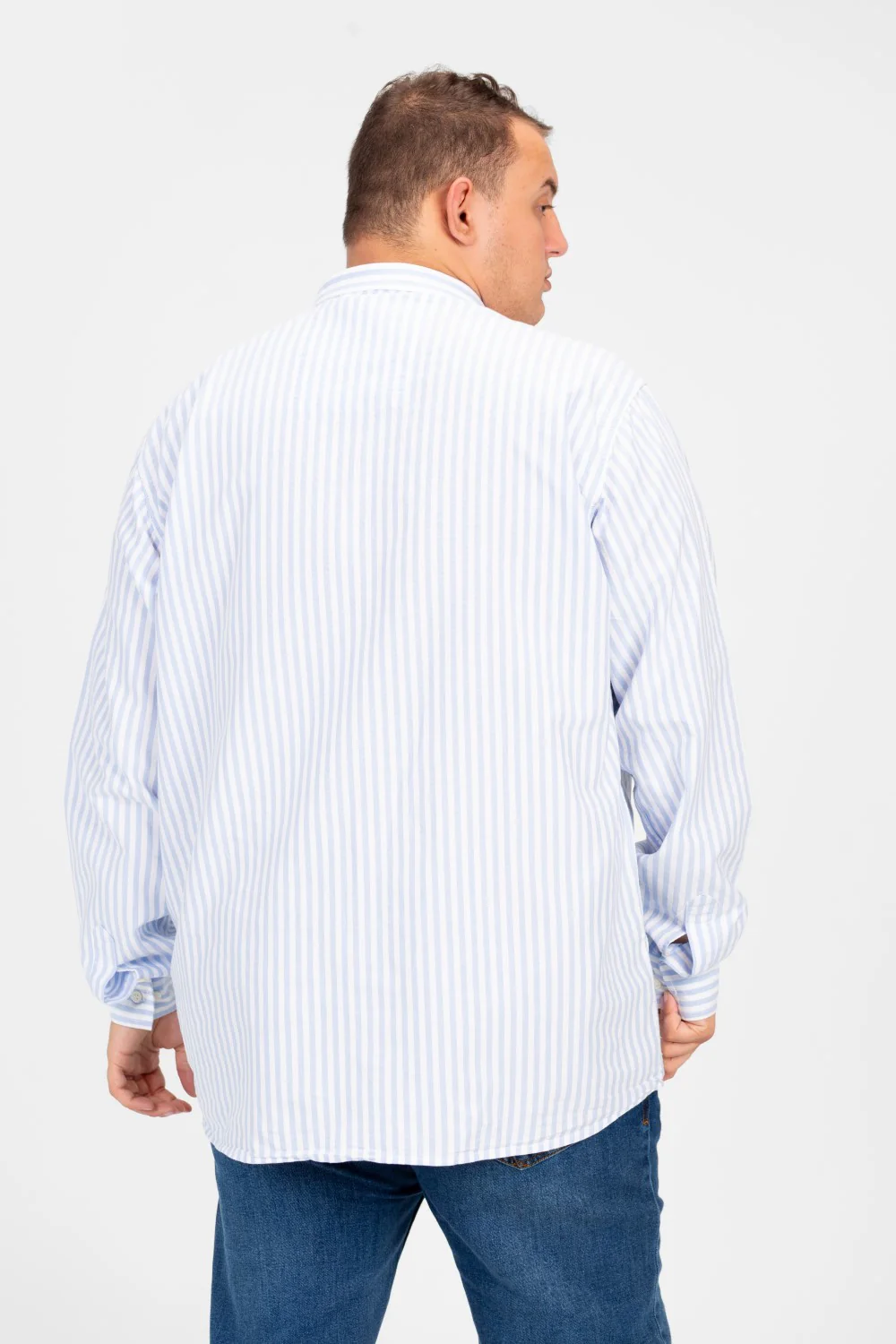 Men's Big Size Striped Long Sleeved Shirt - Image 10