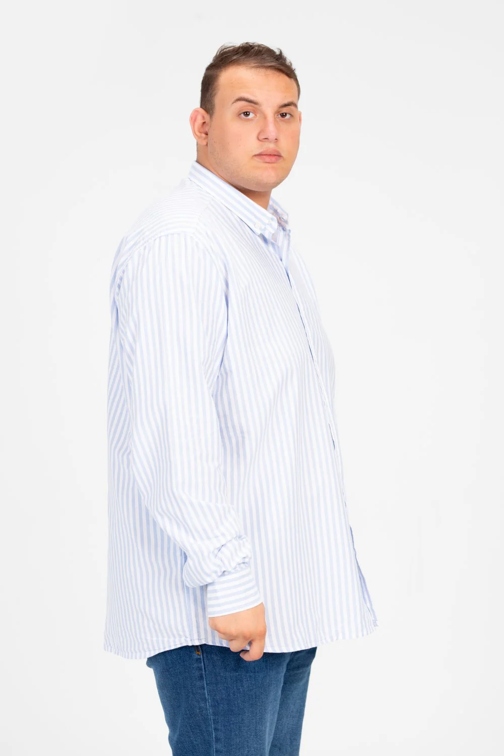 Men's Big Size Striped Long Sleeved Shirt - Image 11