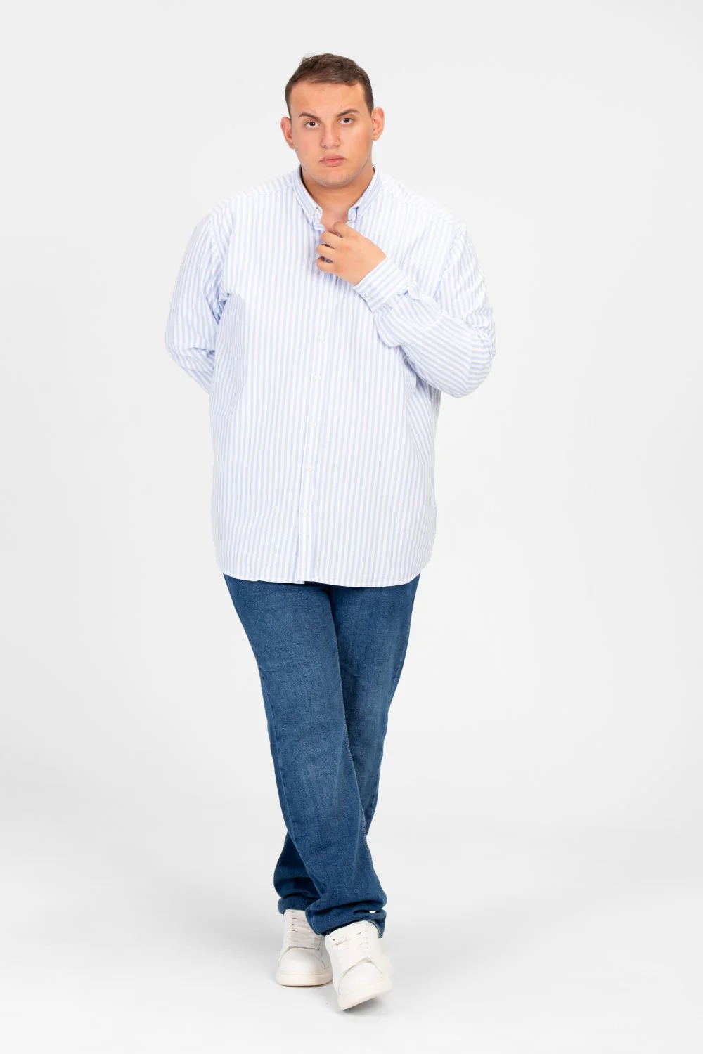 Men's Big Size Striped Long Sleeved Shirt - Image 12