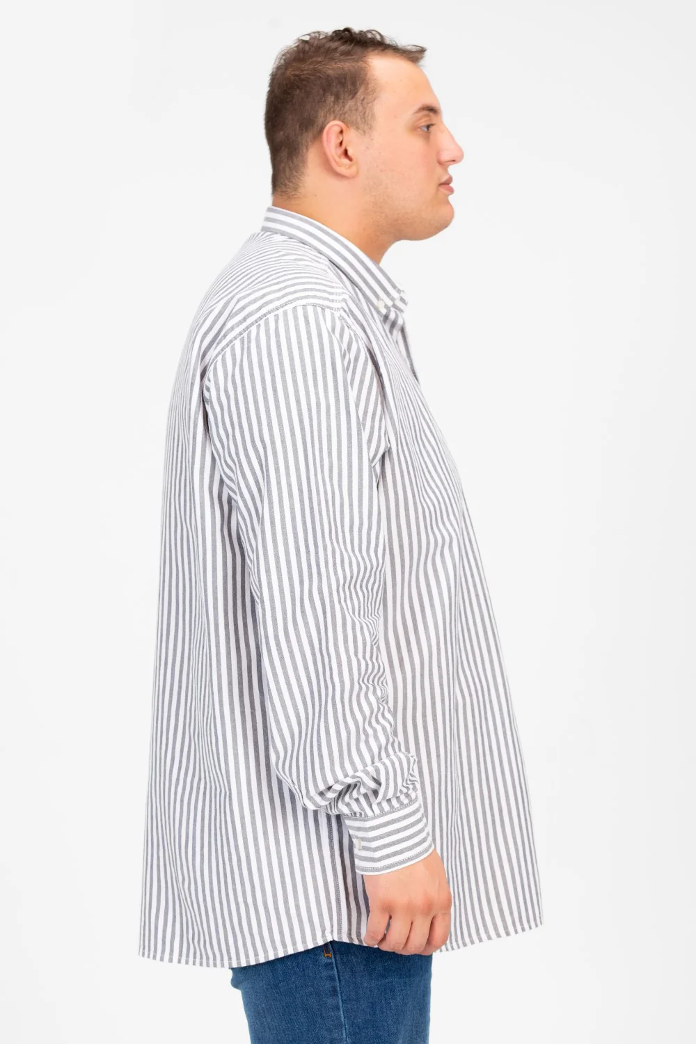 Men's Big Size Striped Long Sleeved Shirt - Image 3