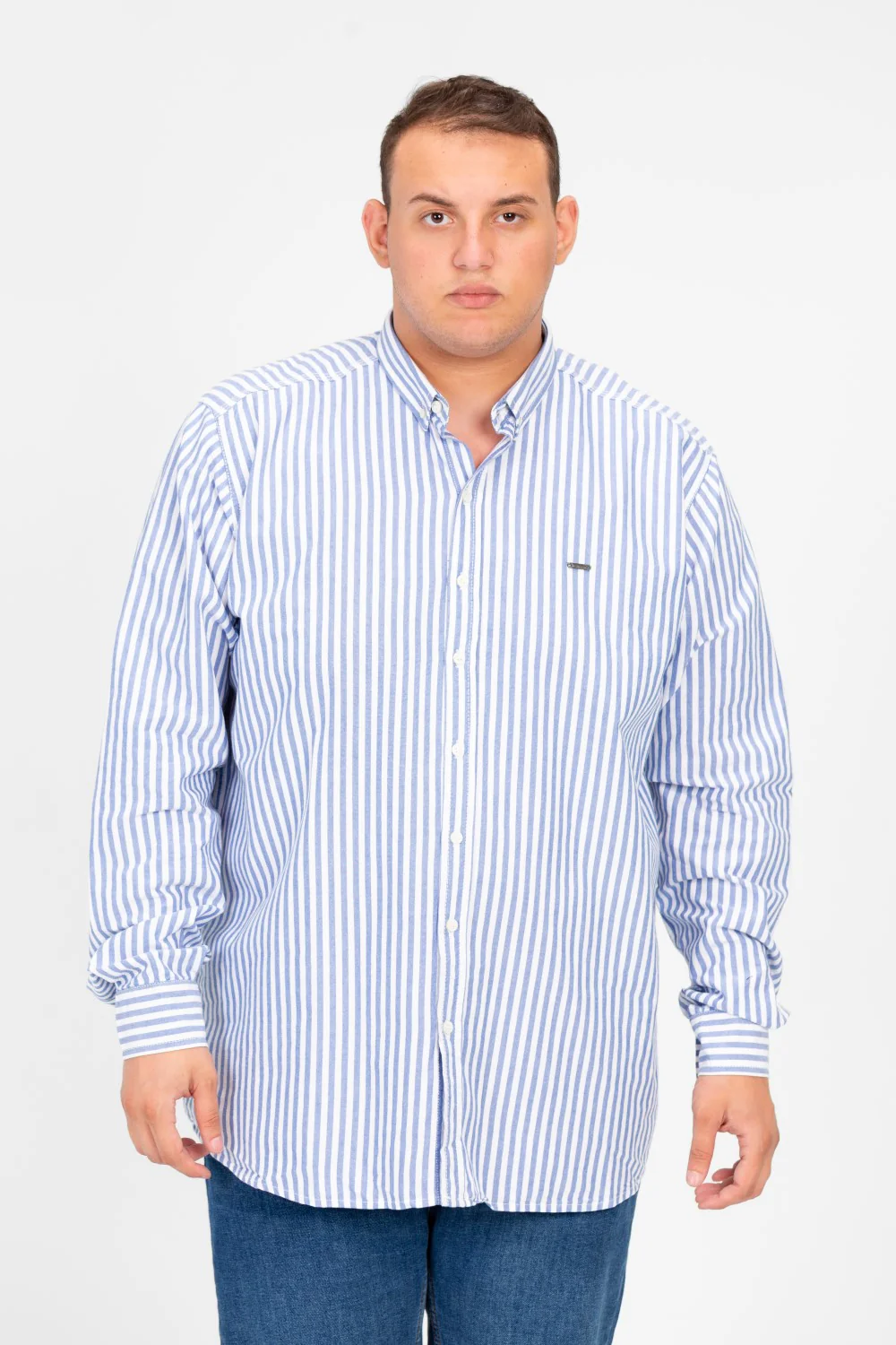 Men's Big Size Striped Long Sleeved Shirt - Image 5