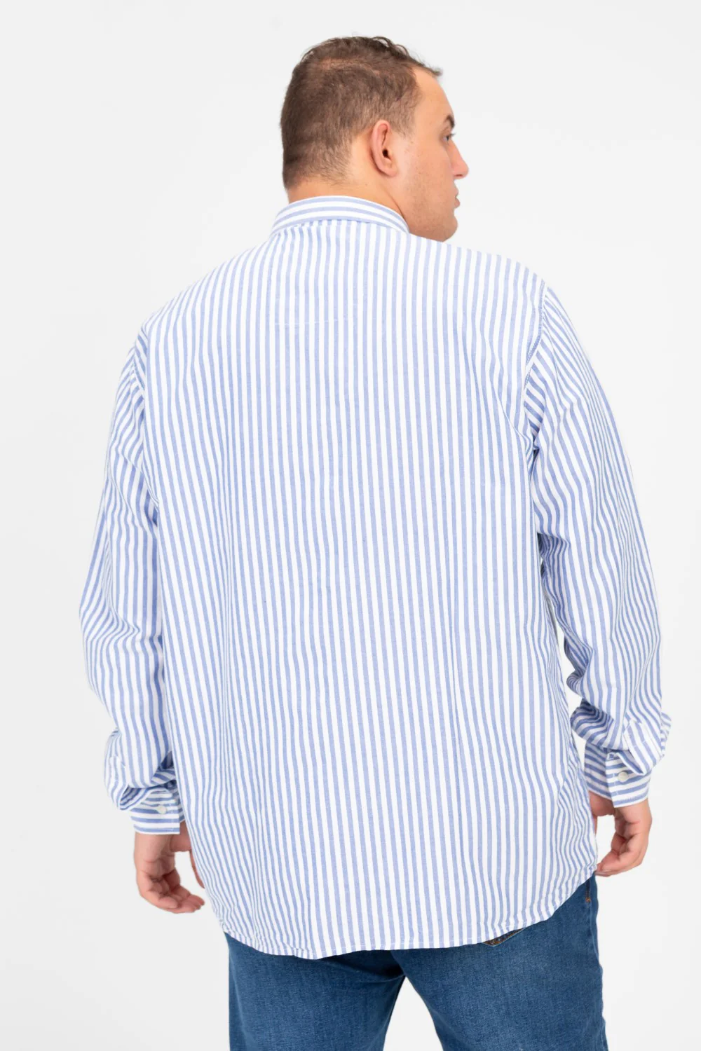 Men's Big Size Striped Long Sleeved Shirt - Image 6