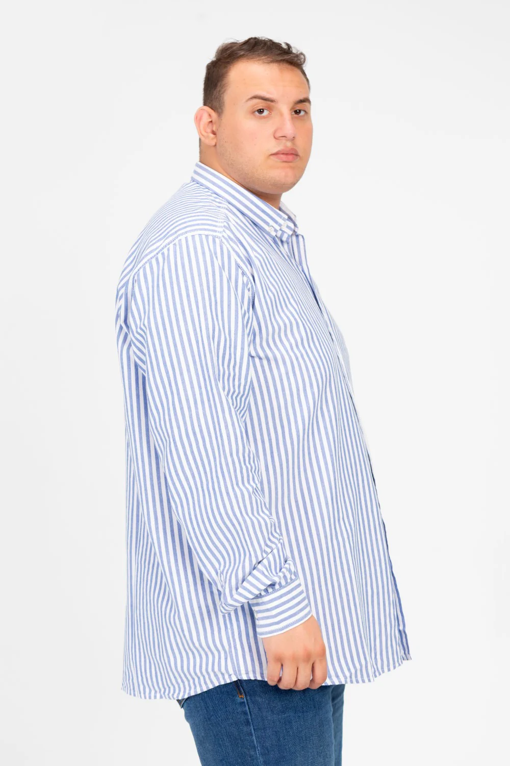 Men's Big Size Striped Long Sleeved Shirt - Image 7