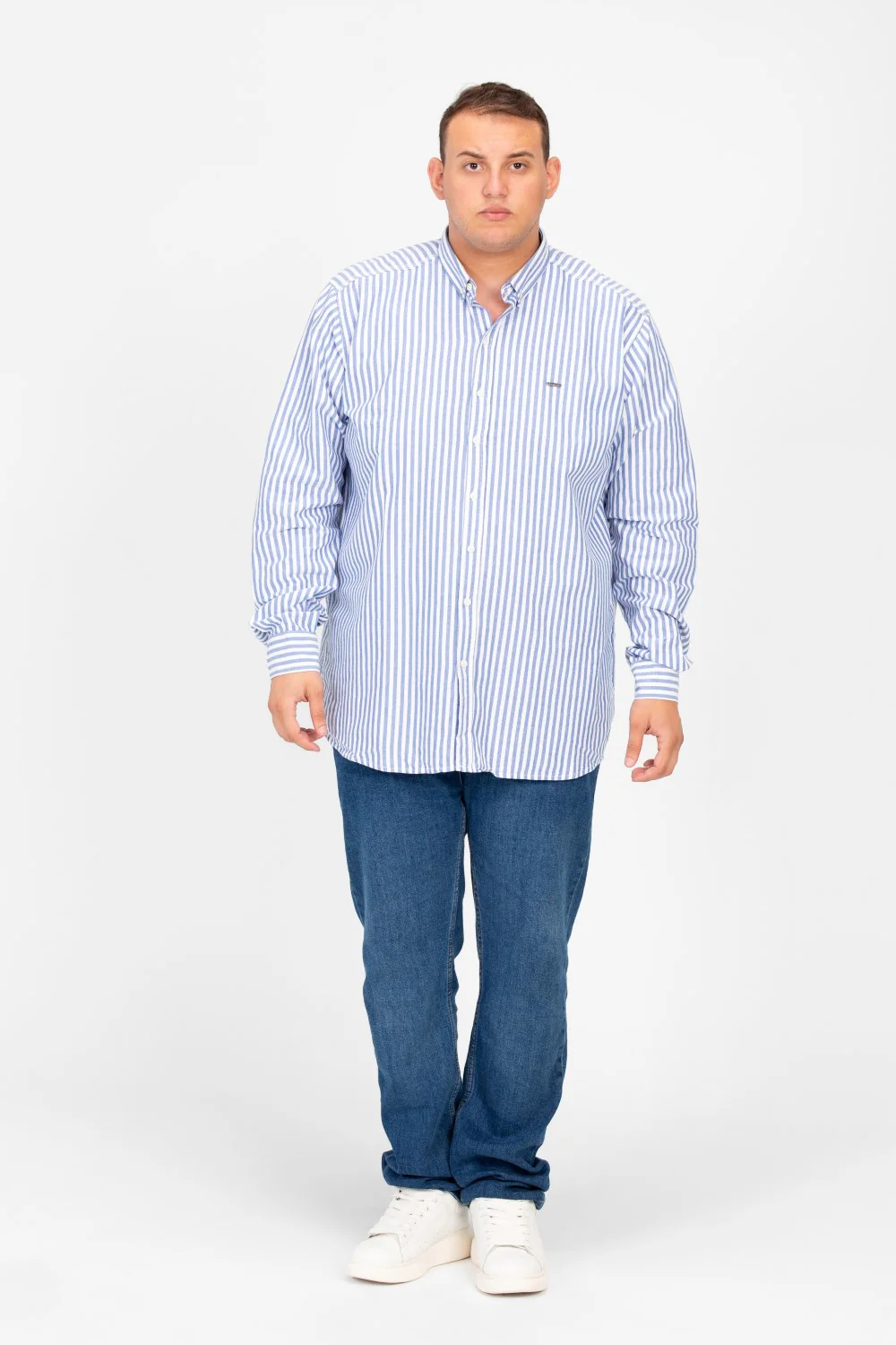 Men's Big Size Striped Long Sleeved Shirt - Image 8