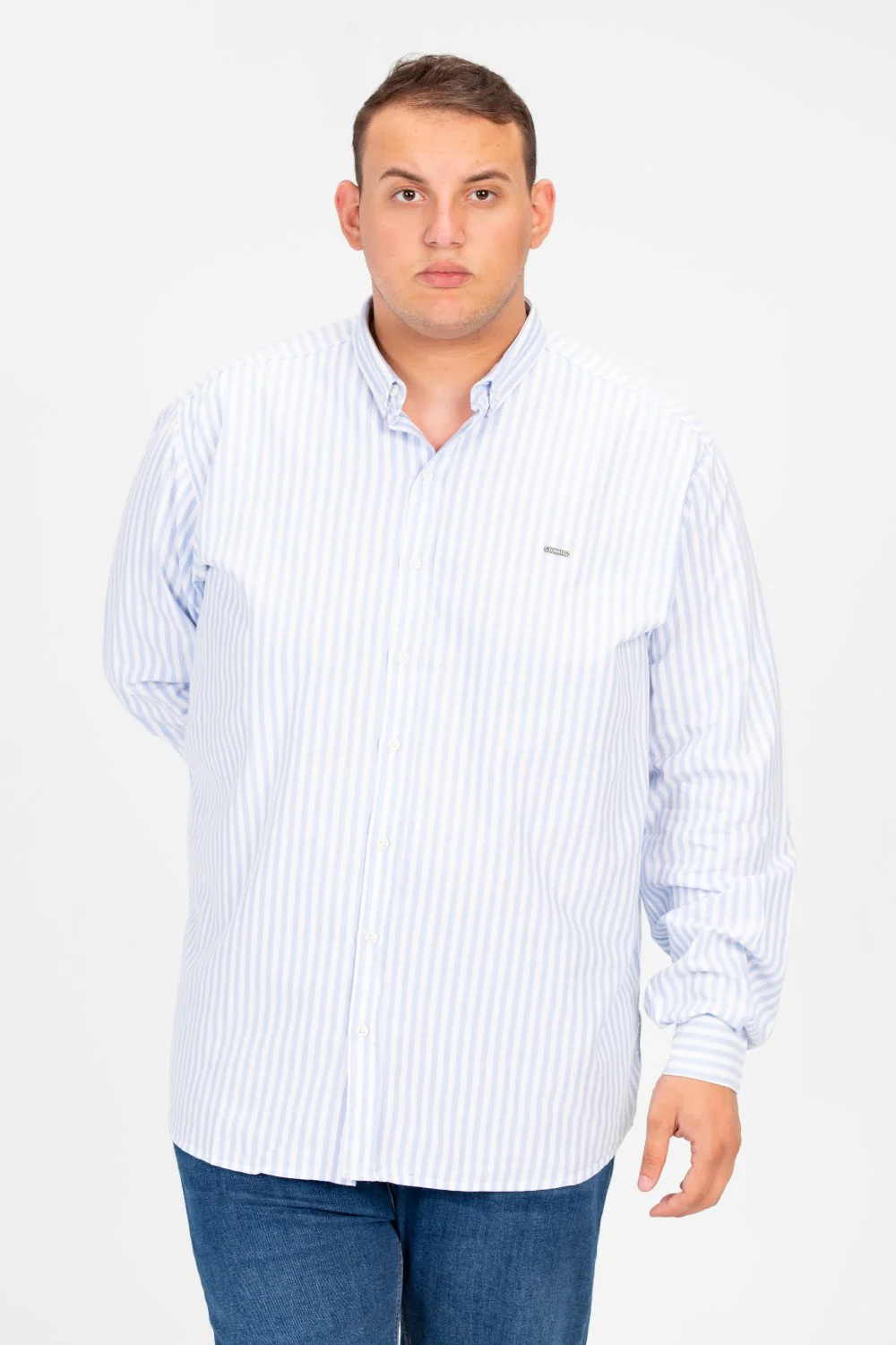 Men's Big Size Striped Long Sleeved Shirt - Image 9