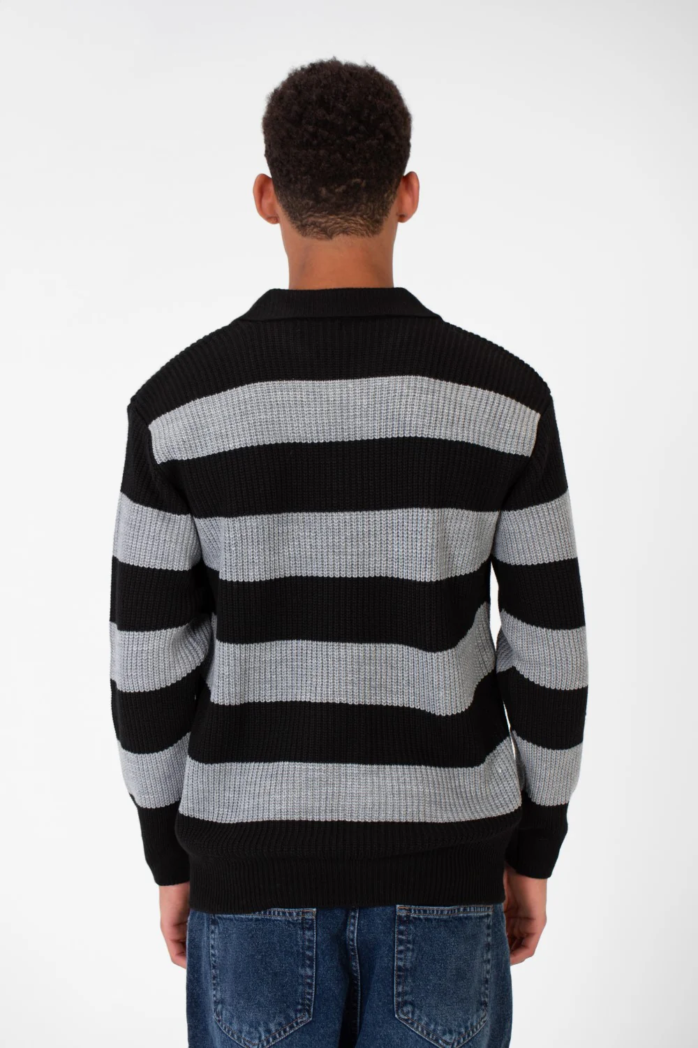 Men's Striped Polo Pullover With Front Buttons And Comfortable Flexible Material - Image 5