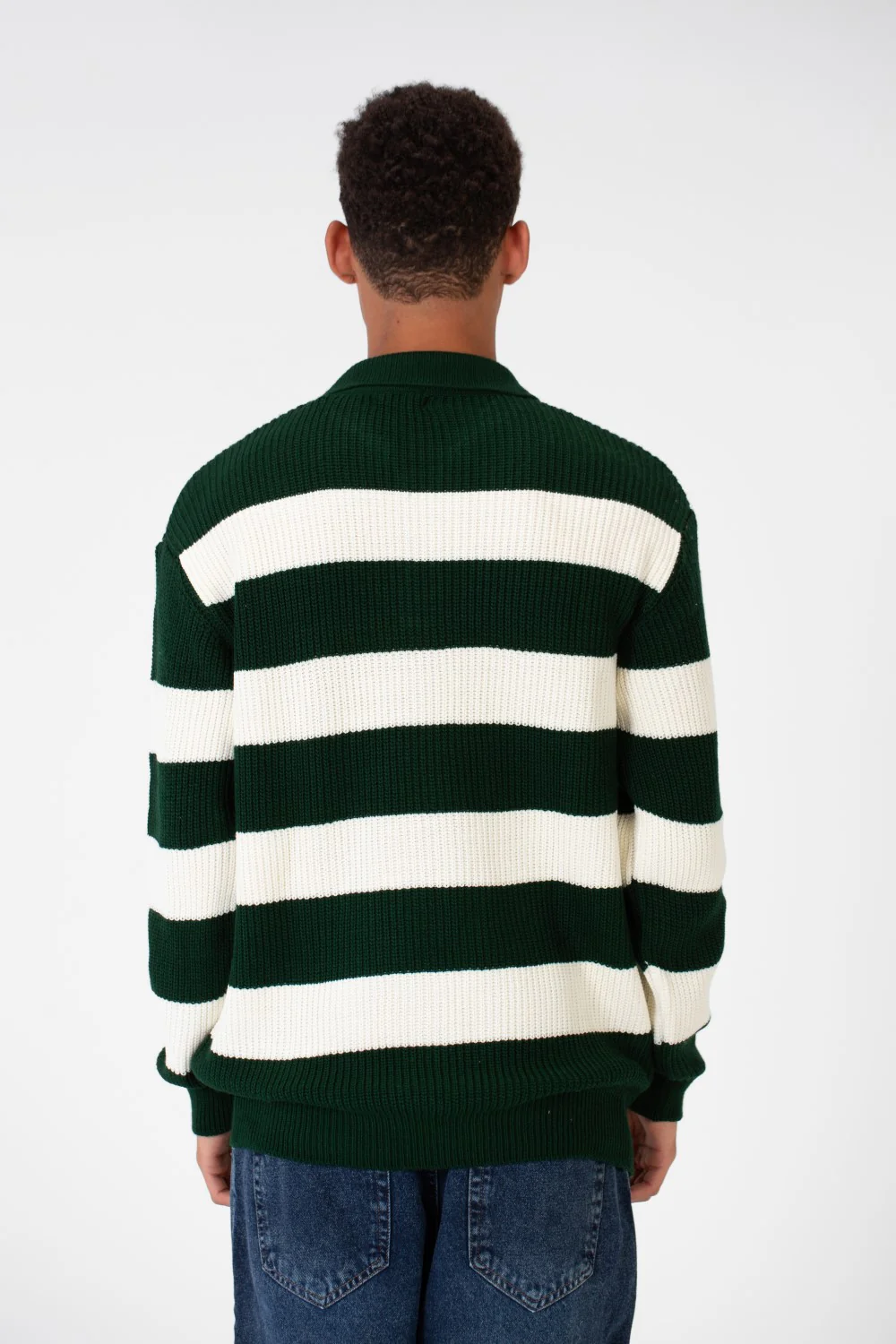 Men's Striped Polo Pullover With Front Buttons And Comfortable Flexible Material - Image 8