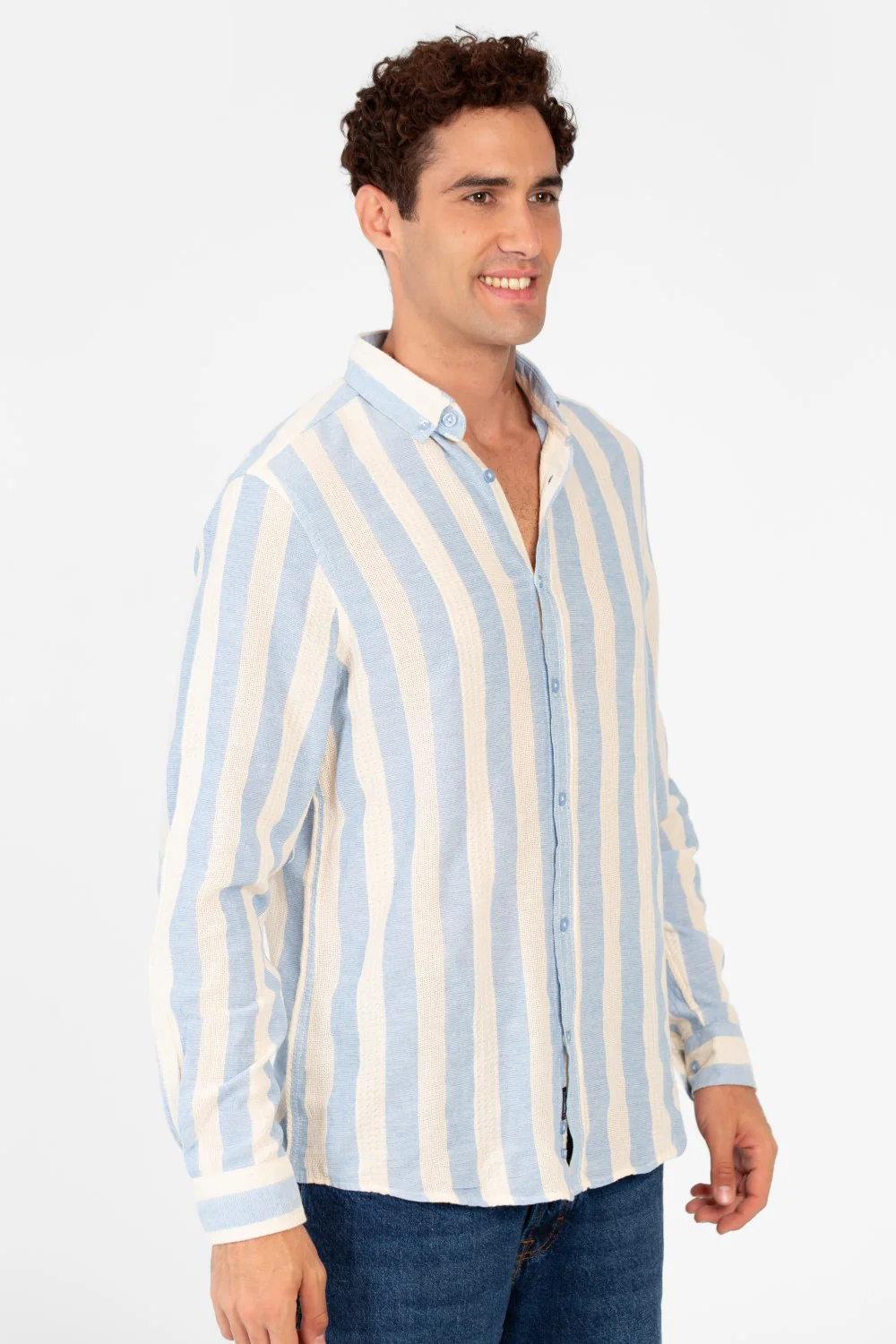 Men's Striped Regular Fit Long Sleeve Shirt - Image 3