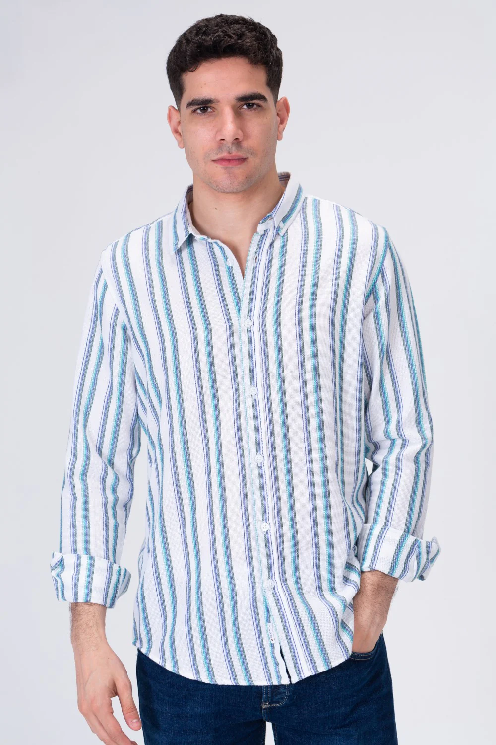 Mens Striped Regular Fit Long Sleeves Shirt