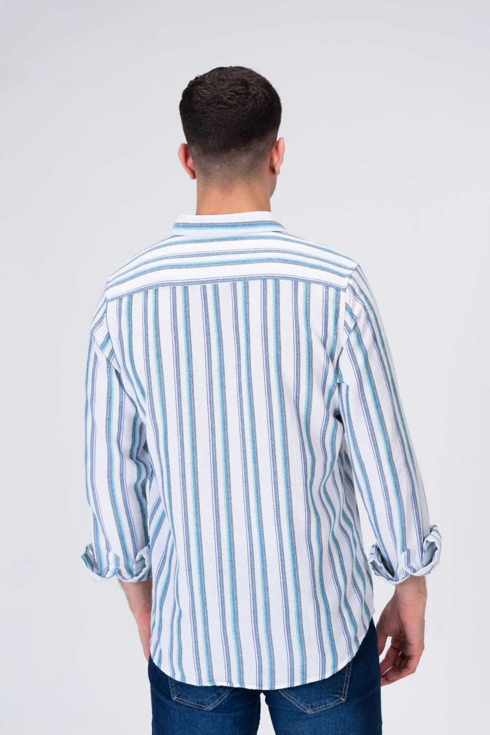 Mens Striped Regular Fit Long Sleeves Shirt - Image 2