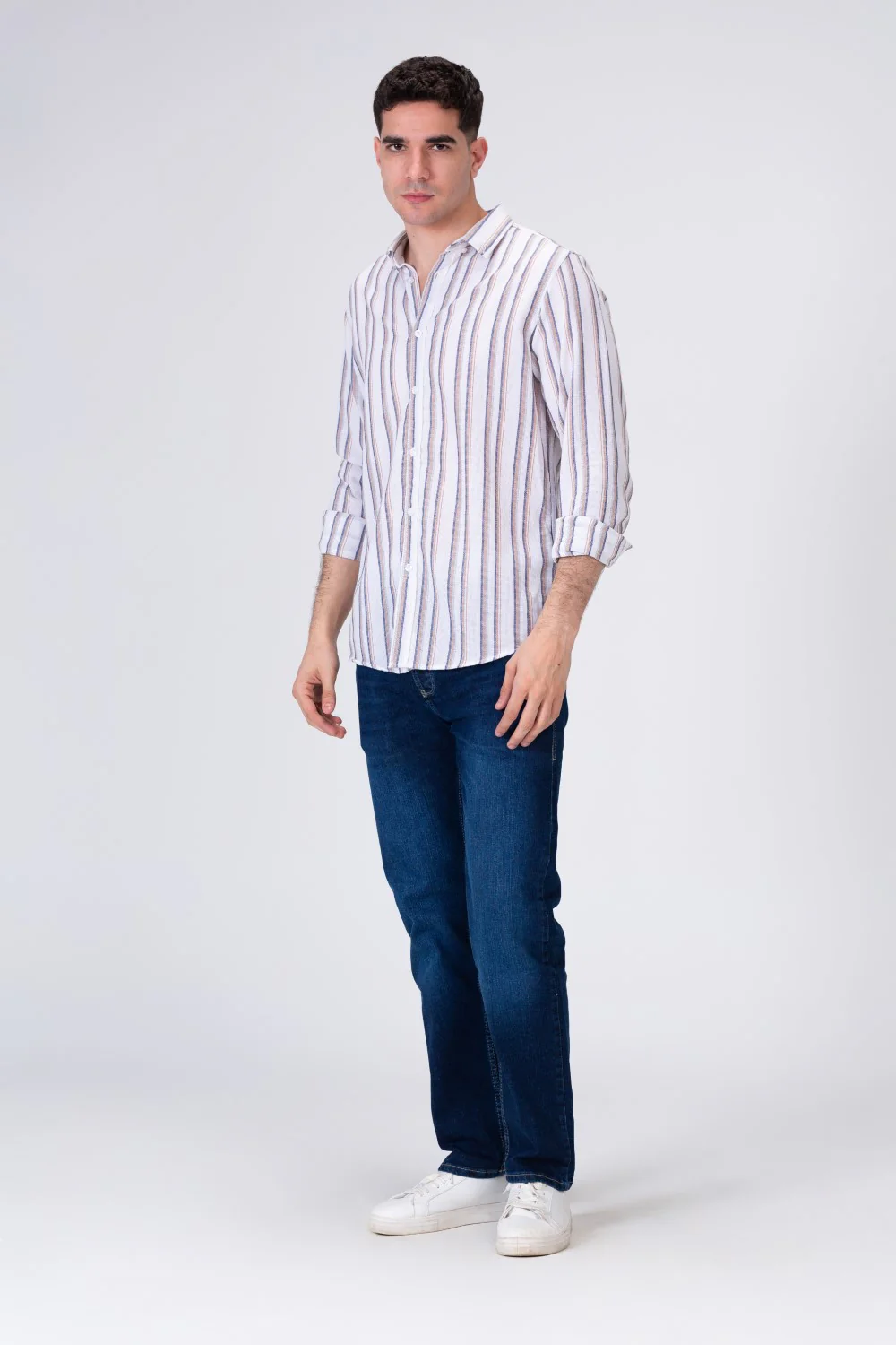 Mens Striped Regular Fit Long Sleeves Shirt - Image 4