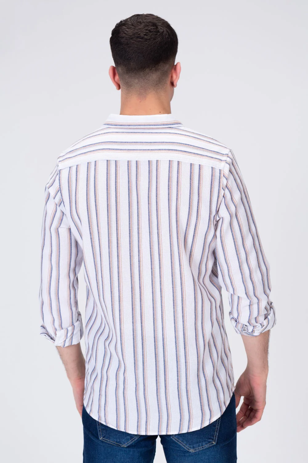 Mens Striped Regular Fit Long Sleeves Shirt - Image 5