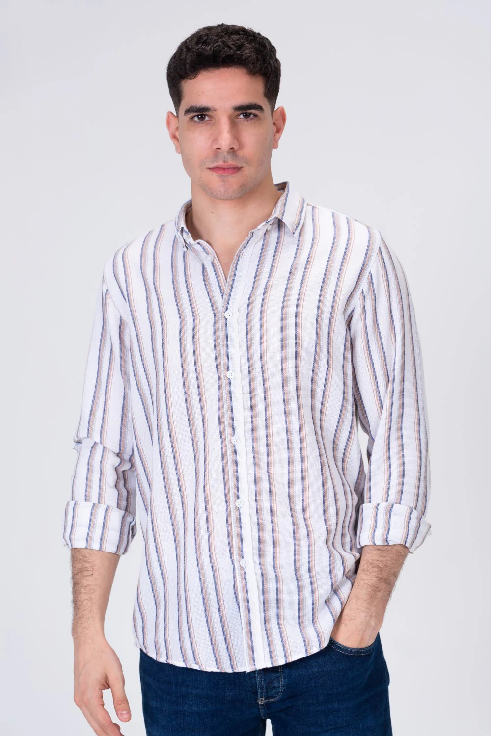 Mens Striped Regular Fit Long Sleeves Shirt - Image 6
