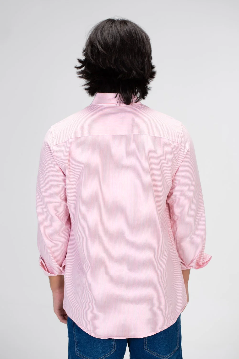 Men's Striped Shirt With Long Sleeves And Front Pocket Poplin Material - Image 11