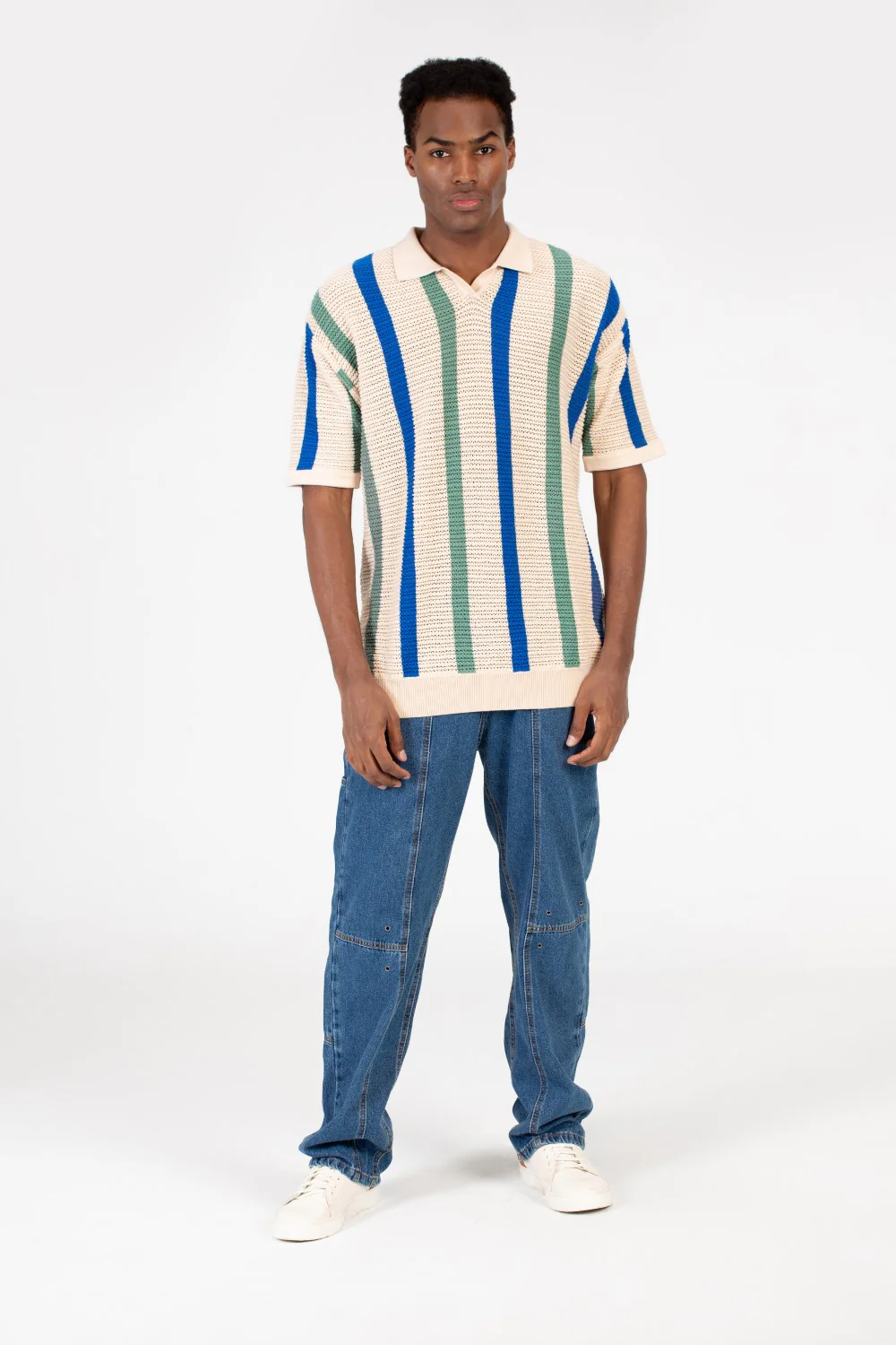 Men's Striped Short Sleeve Polo T-Shirt - Image 12