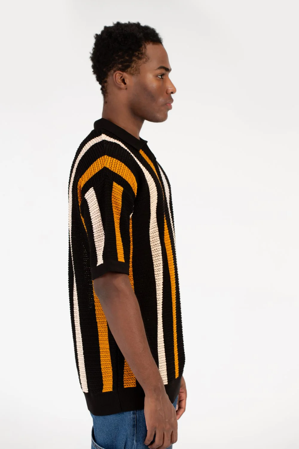 Men's Striped Short Sleeve Polo T-Shirt - Image 3