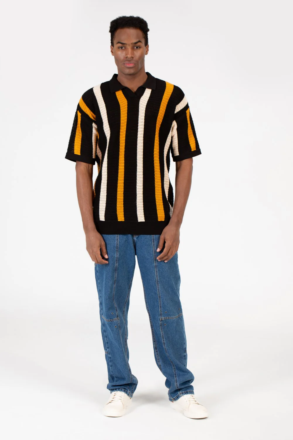 Men's Striped Short Sleeve Polo T-Shirt - Image 4