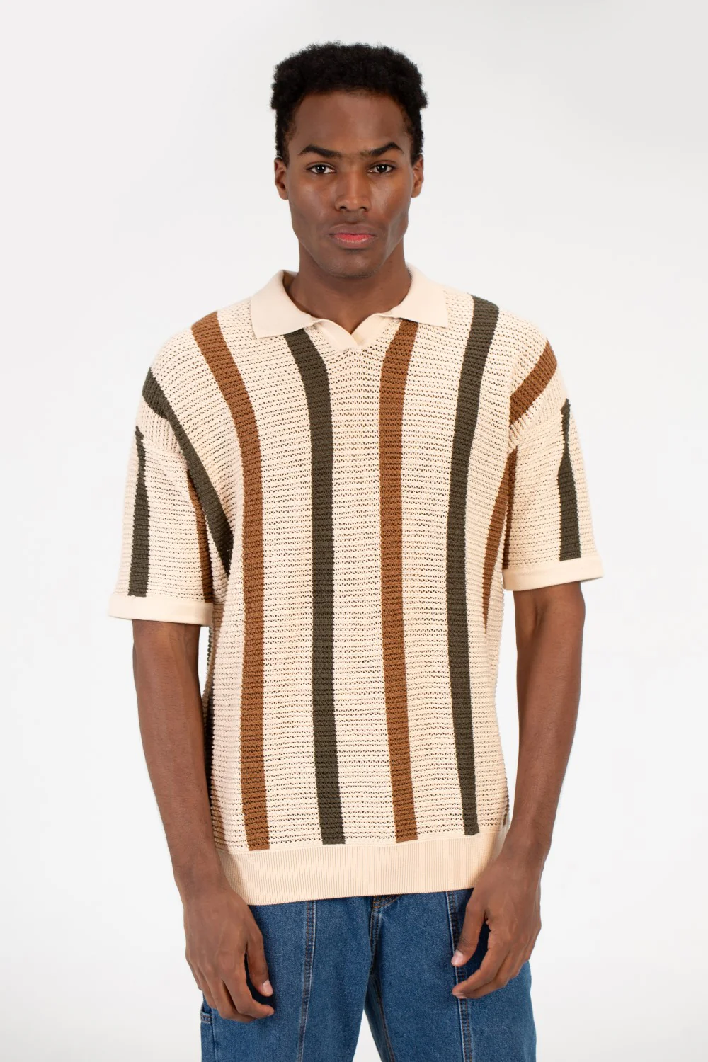 Men's Striped Short Sleeve Polo T-Shirt - Image 5