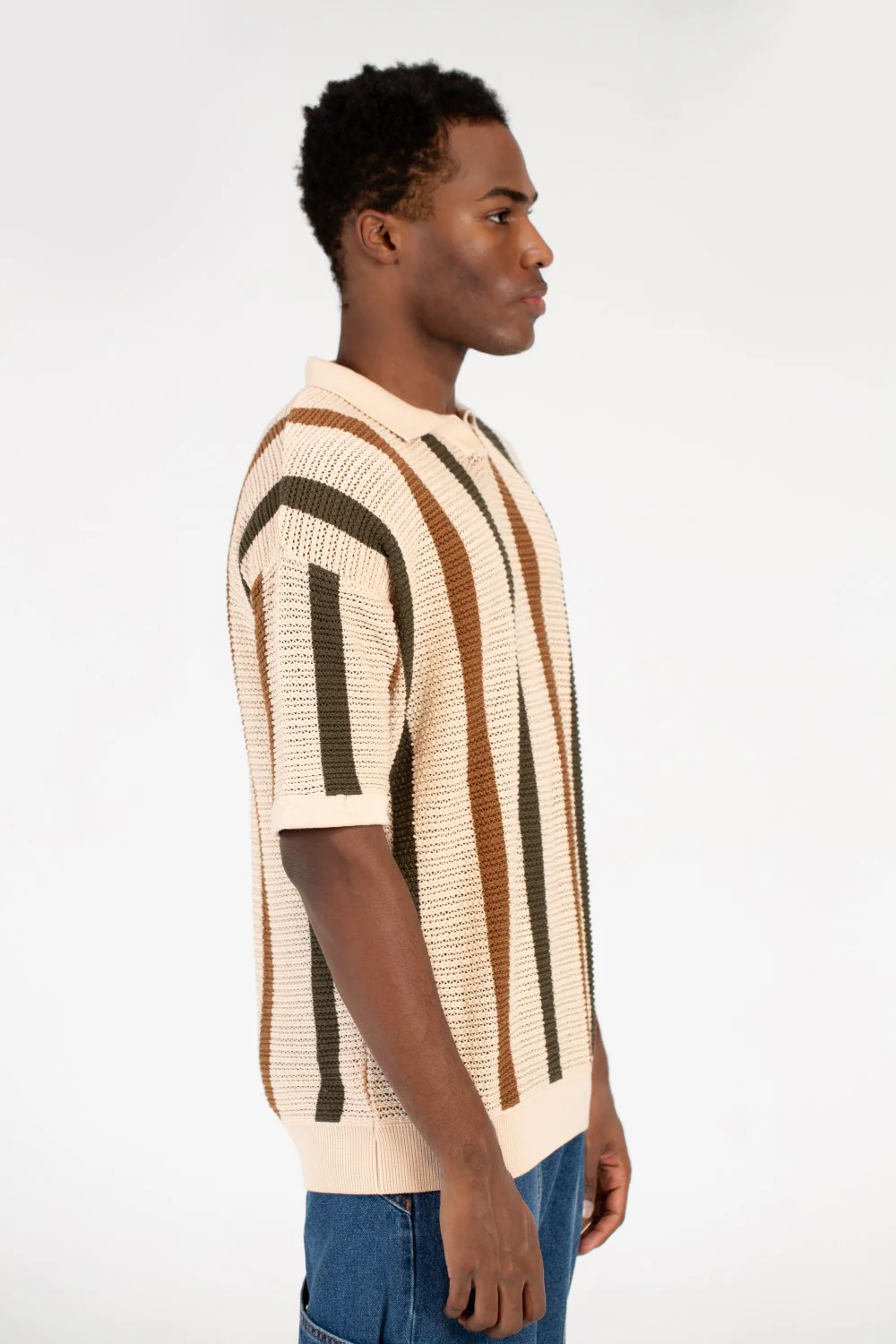 Men's Striped Short Sleeve Polo T-Shirt - Image 7