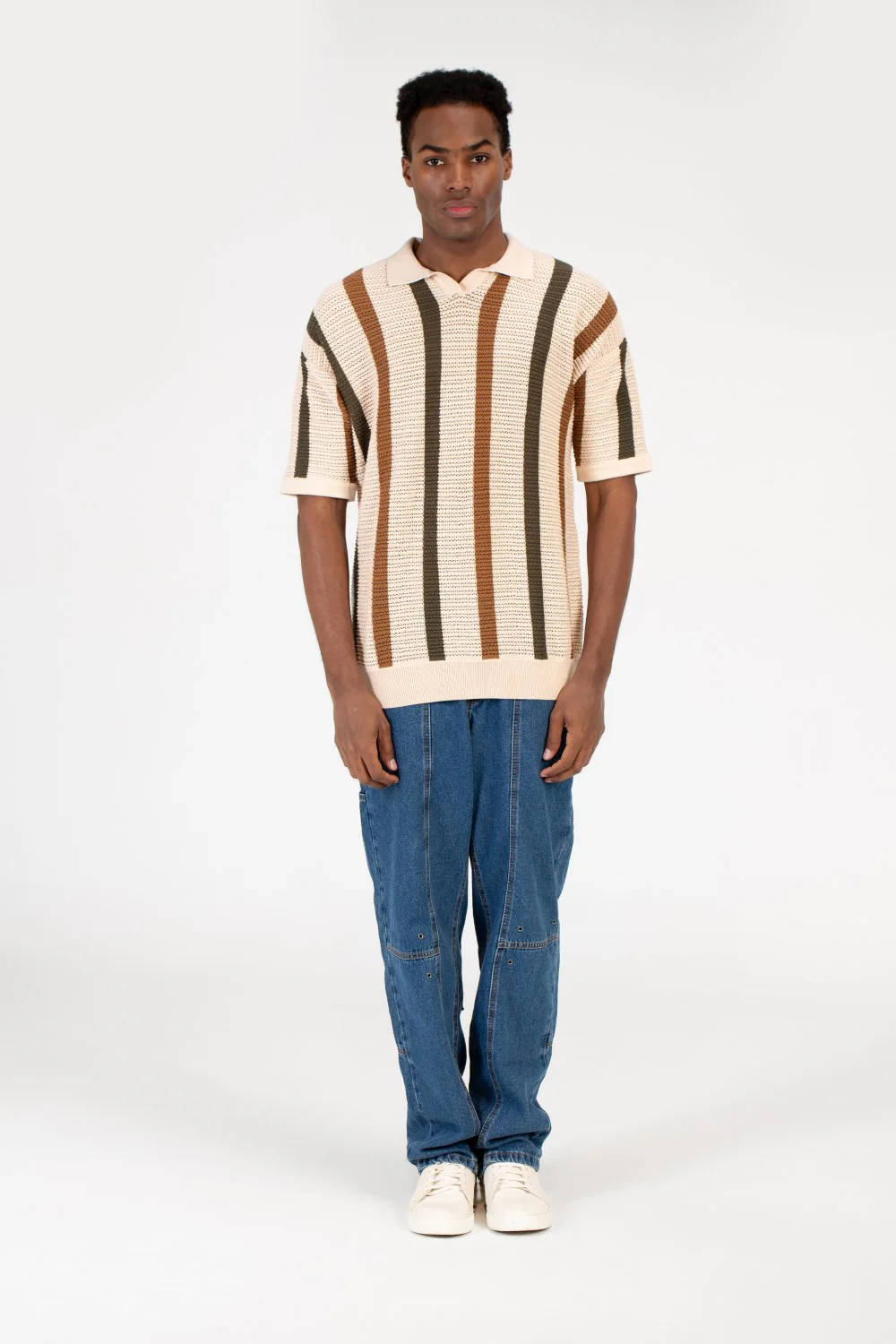 Men's Striped Short Sleeve Polo T-Shirt - Image 8